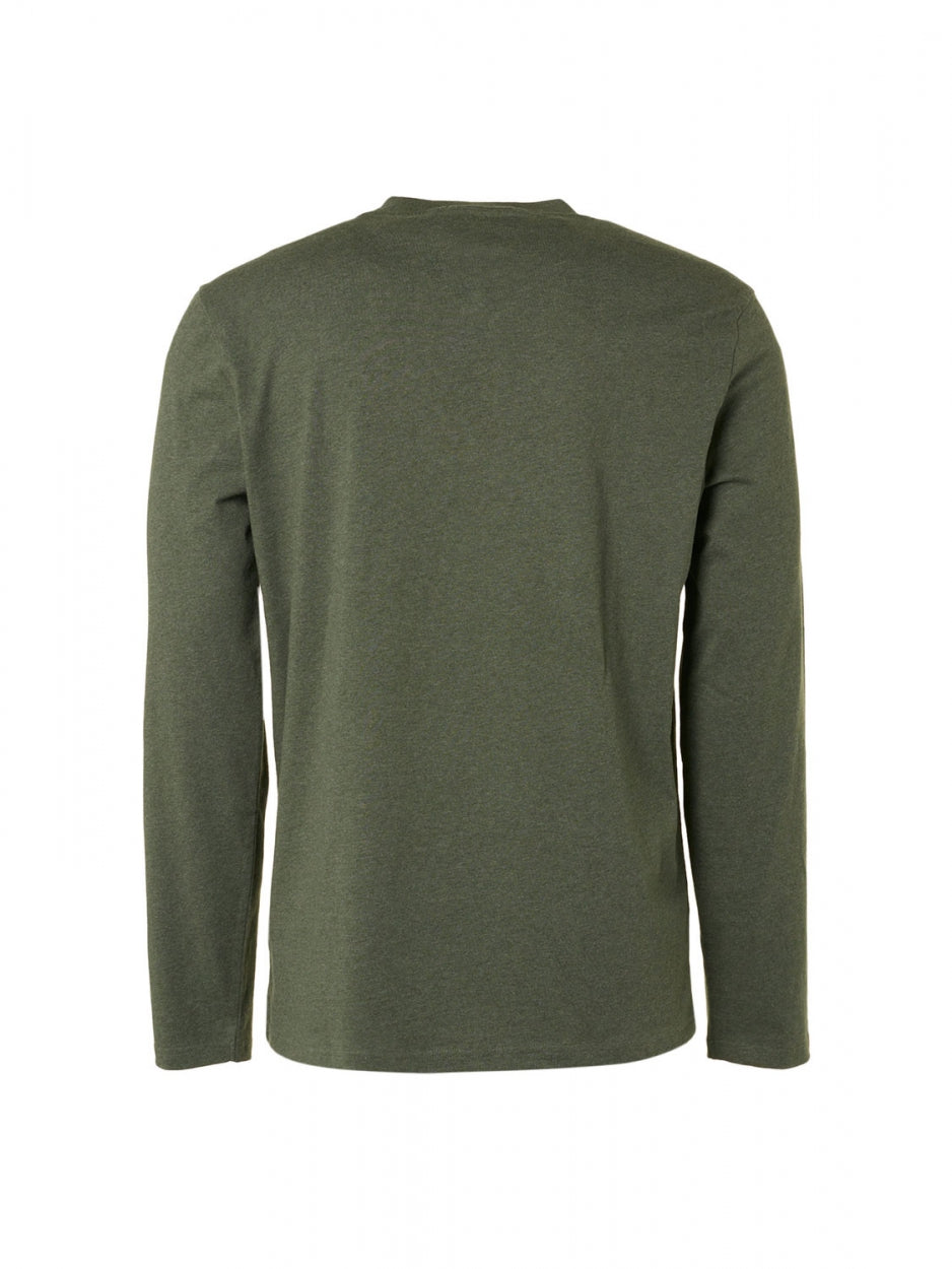 T-Shirt Long Sleeve Granddad Melange | Dark Green