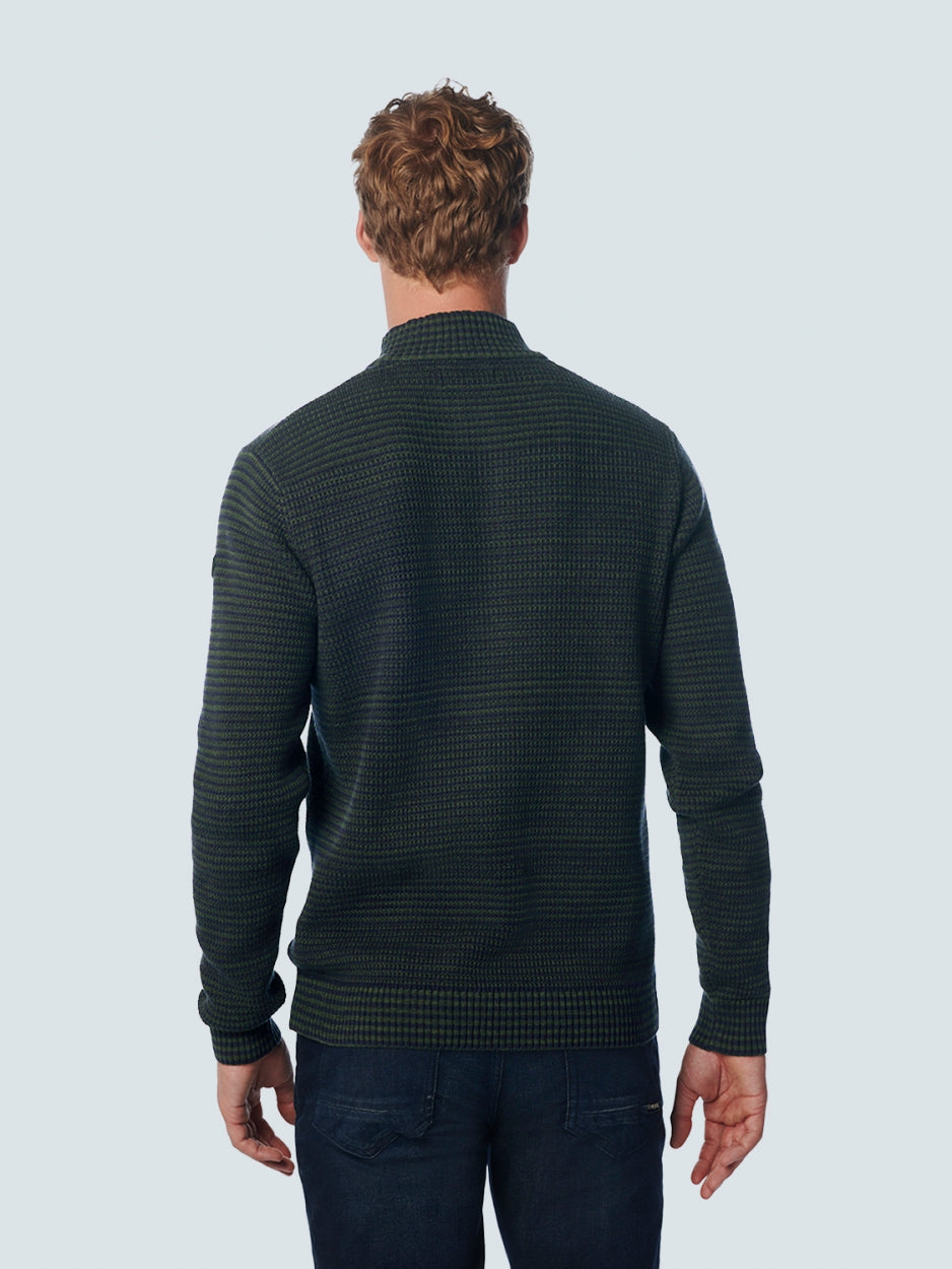 Pullover Half Zipper + Button Multi Coloured Jacquard | Night