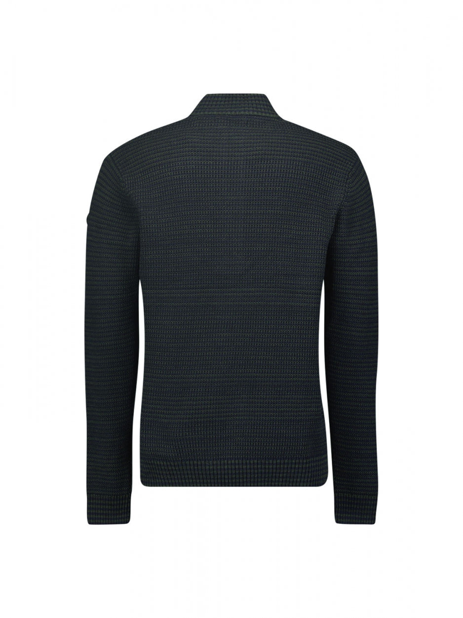 Pullover Half Zipper + Button Multi Coloured Jacquard | Night