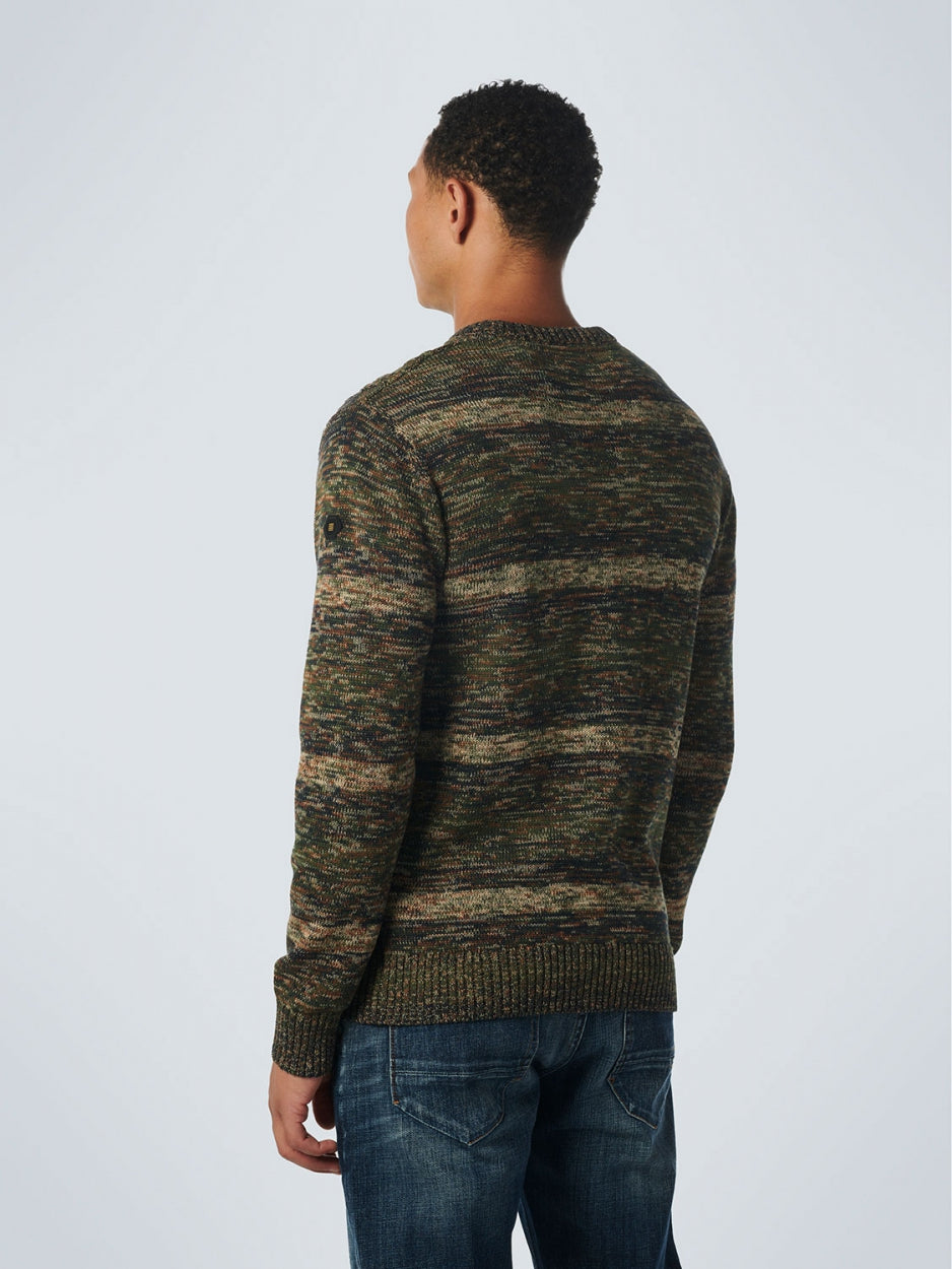 Pullover Crewneck Cable Jacquard Degrade Colours | Caramel