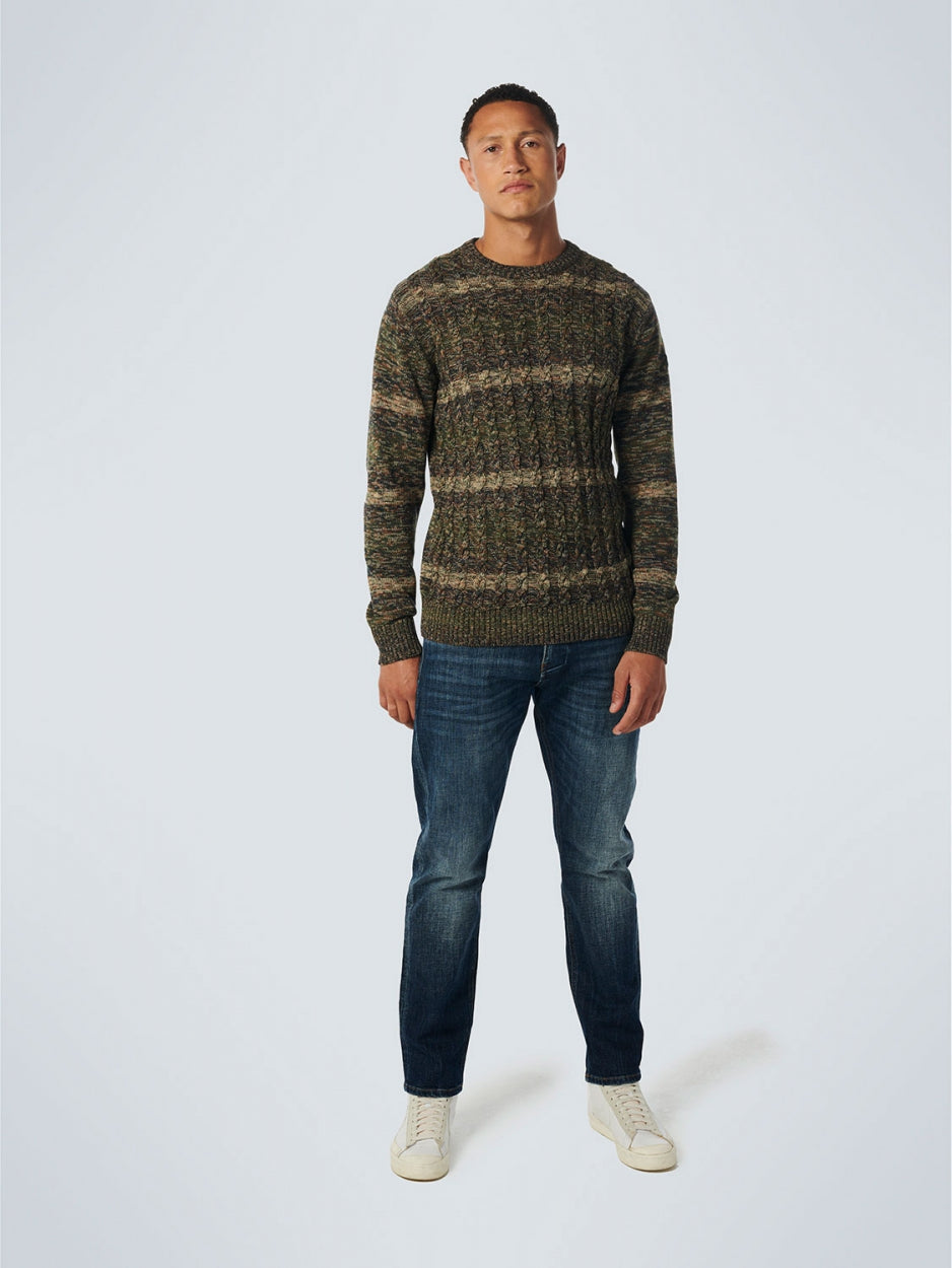 Pullover Crewneck Cable Jacquard Degrade Colours | Caramel
