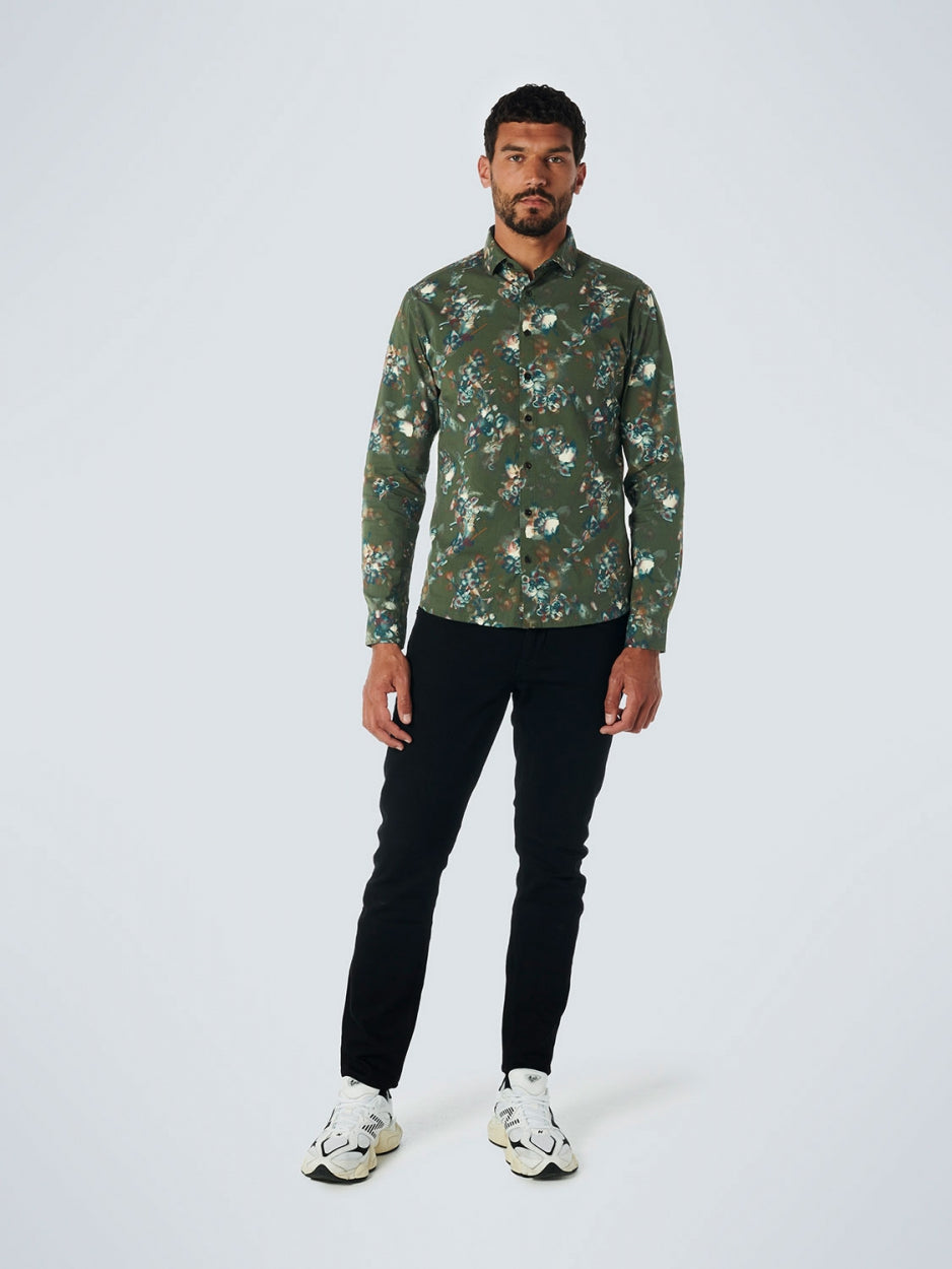 Shirt Stretch Allover Printed | Dark Green