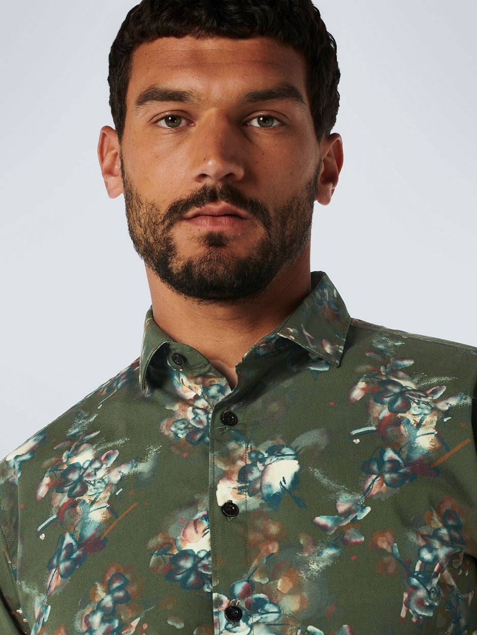 Shirt Stretch Allover Printed | Dark Green