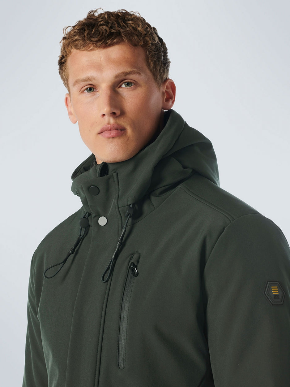 Jacket Mid Long Fit Hooded Softshell Stretch | Dark Green