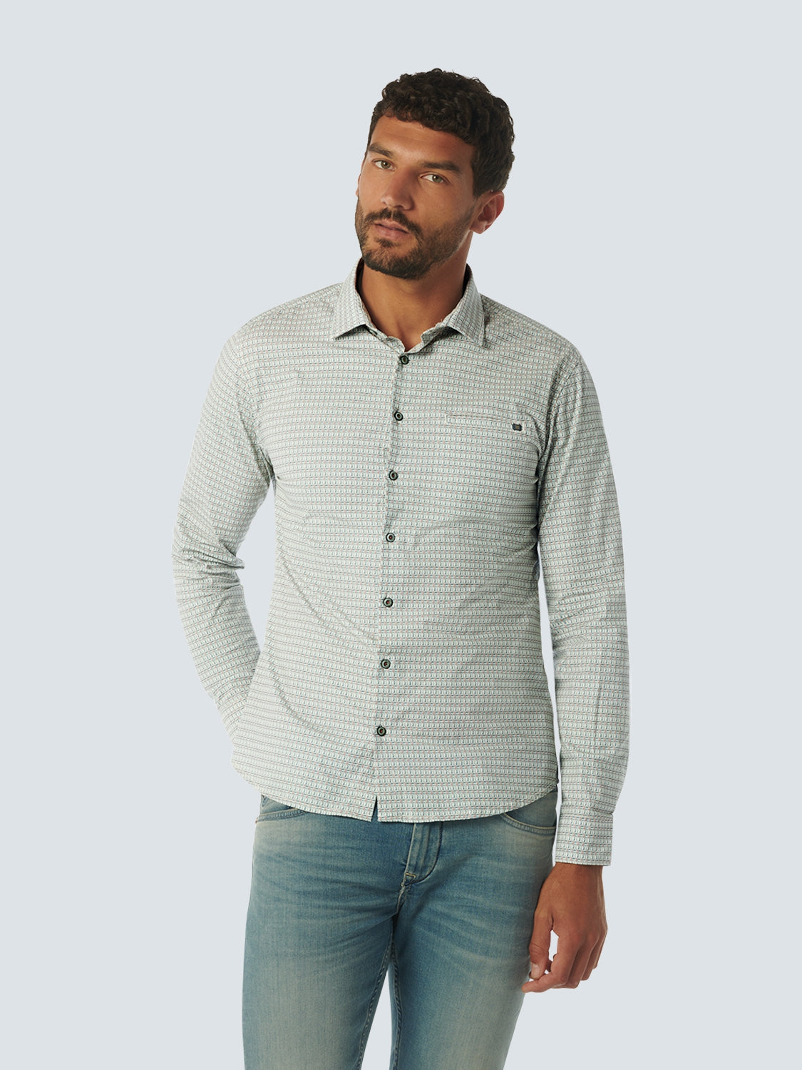Shirt Stretch Allover Printed | Dark Steel