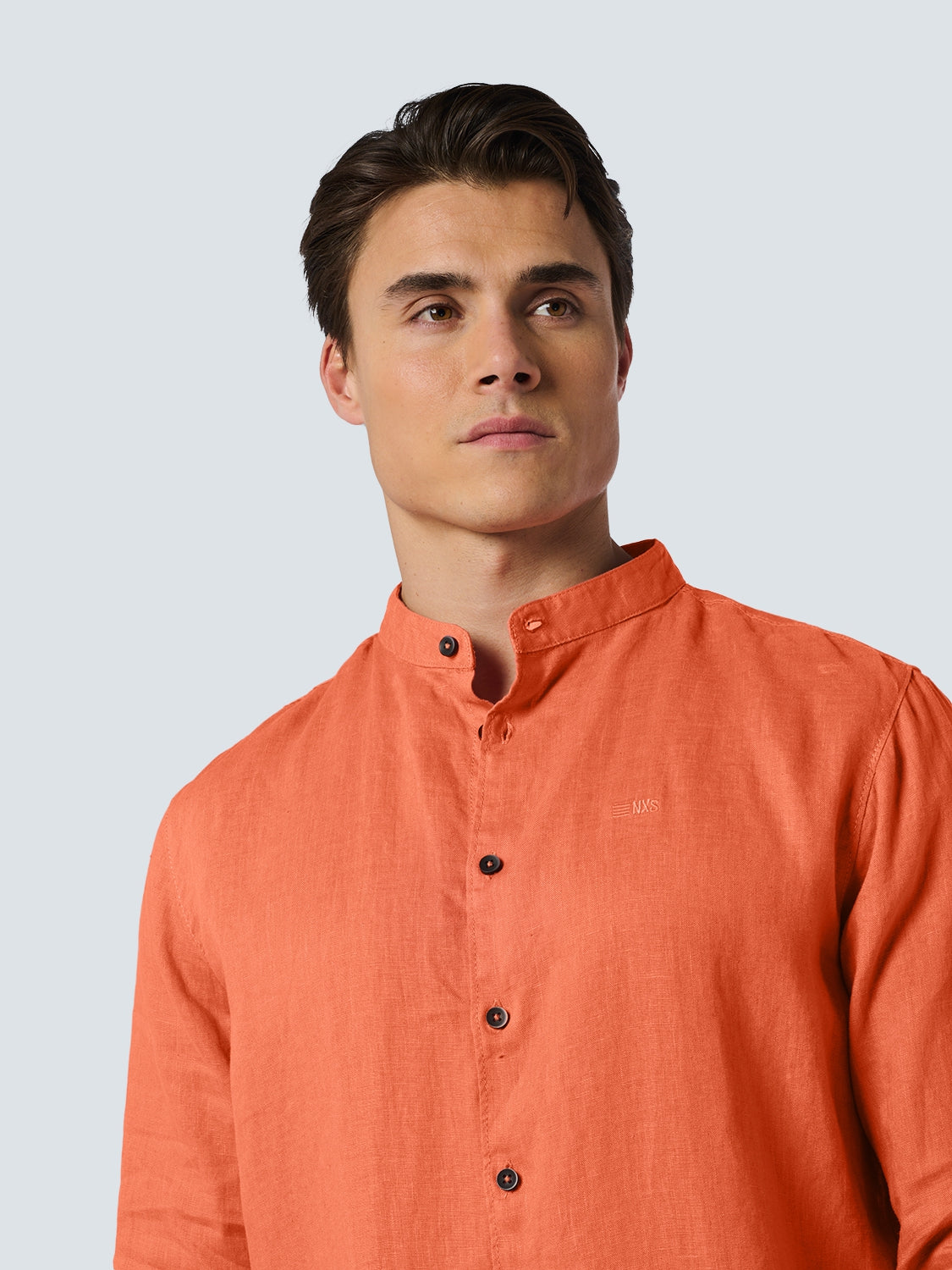 Shirt Granddad Linen Solid | Melon