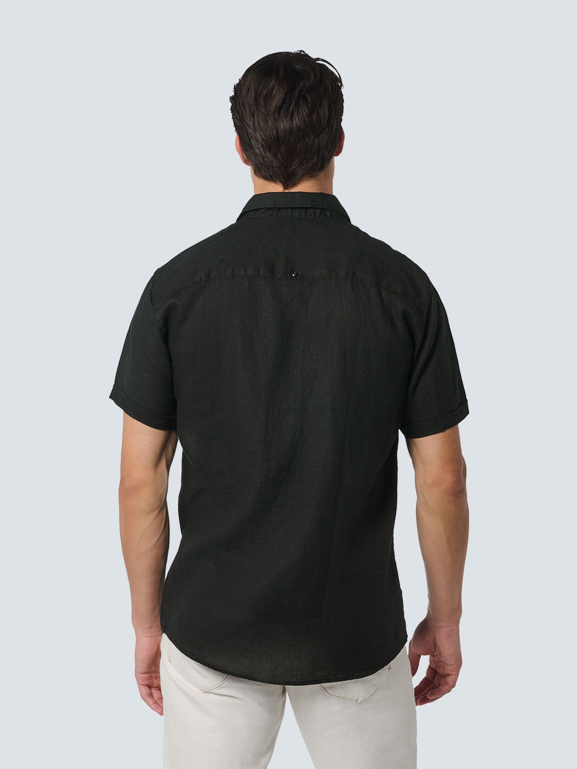 Shirt Short Sleeve Linen Solid | Black