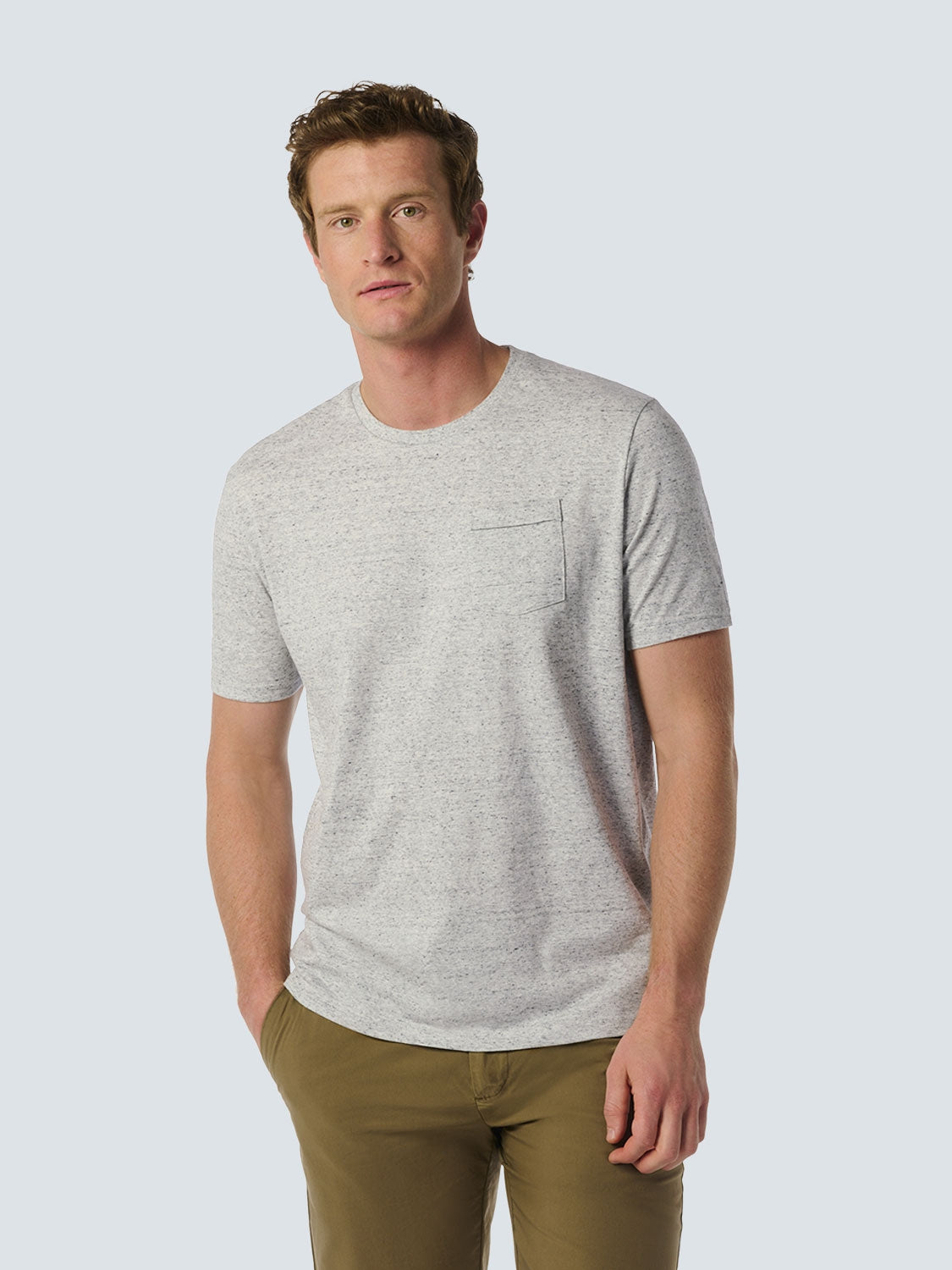 Charming Melange T-shirt with Subtle Chest Pocket | White