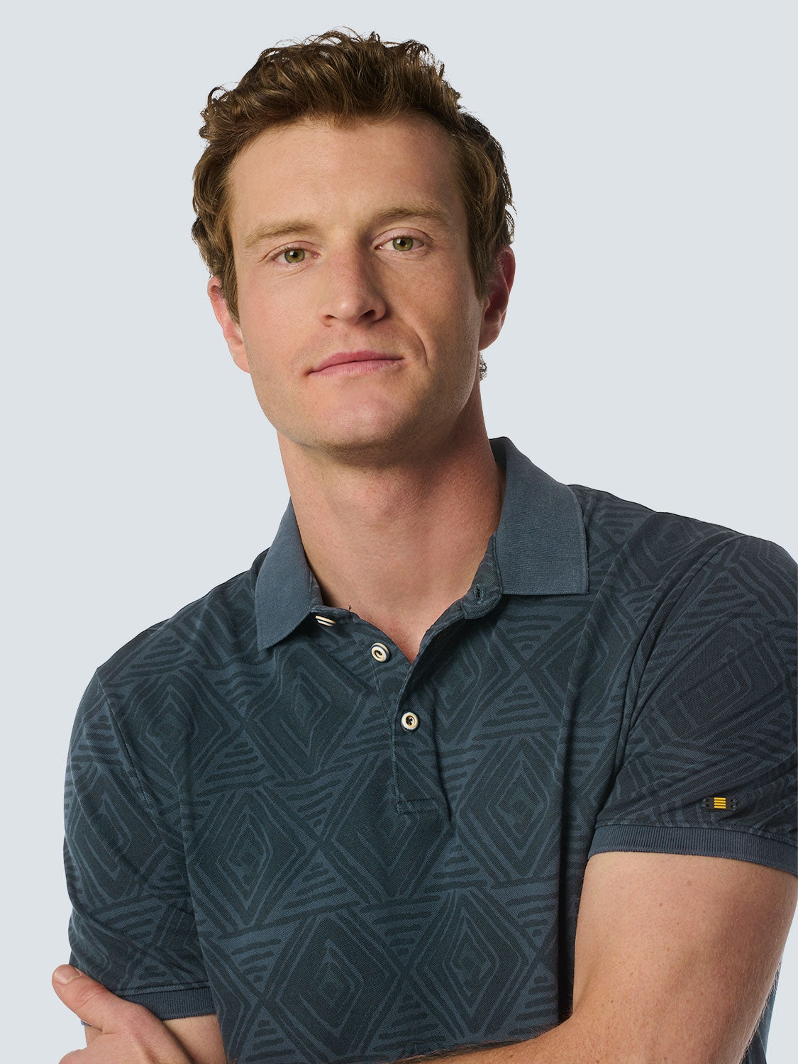 Artistic Checkered Print Men's Polo | Night