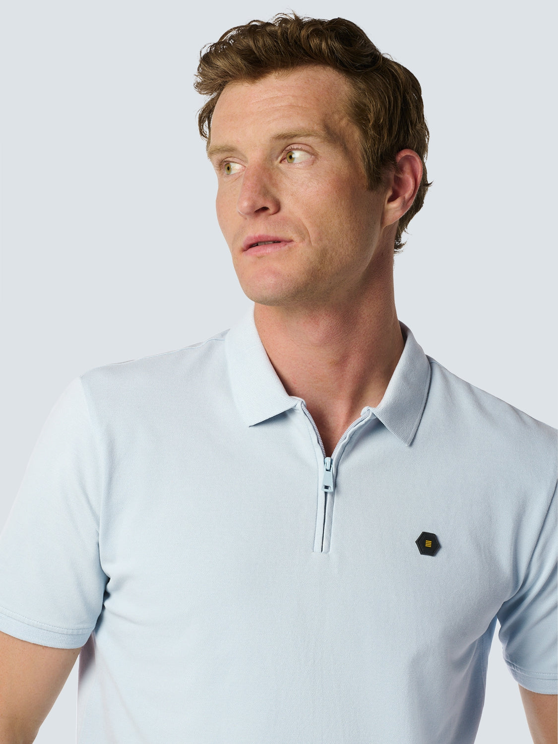 Sleek Polo Shirt with Stretch and Minimalist Design | Sky