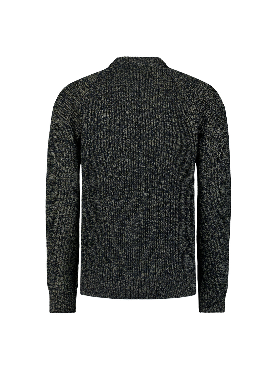 Round Neck Sweater with Tri-Color Rib Pattern: Stylish Comfort with a Colorful Twist | Night