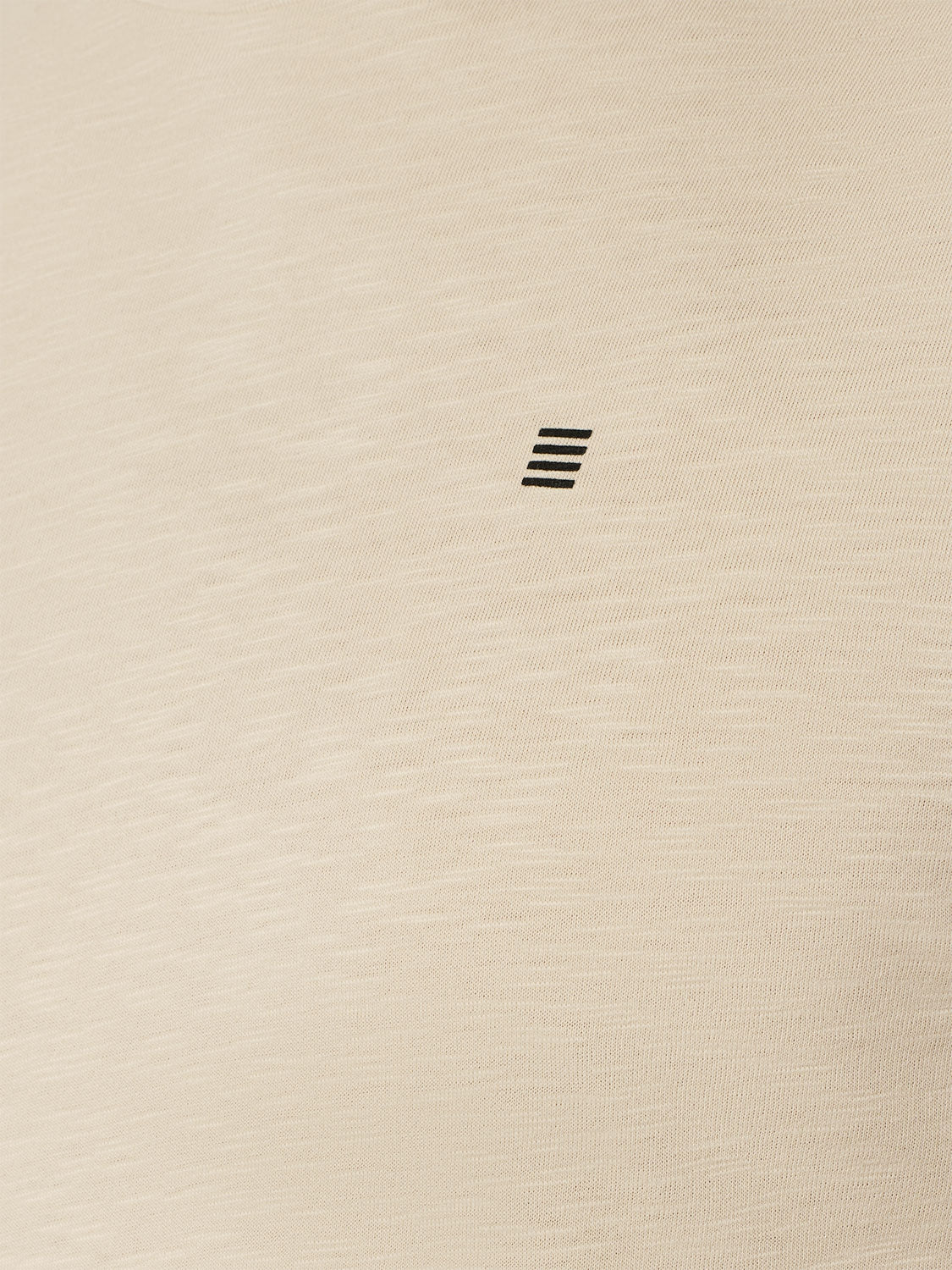 Round Neck T-Shirt with Rolled Sleeve Cuffs and Subtle Logo Print | Cement