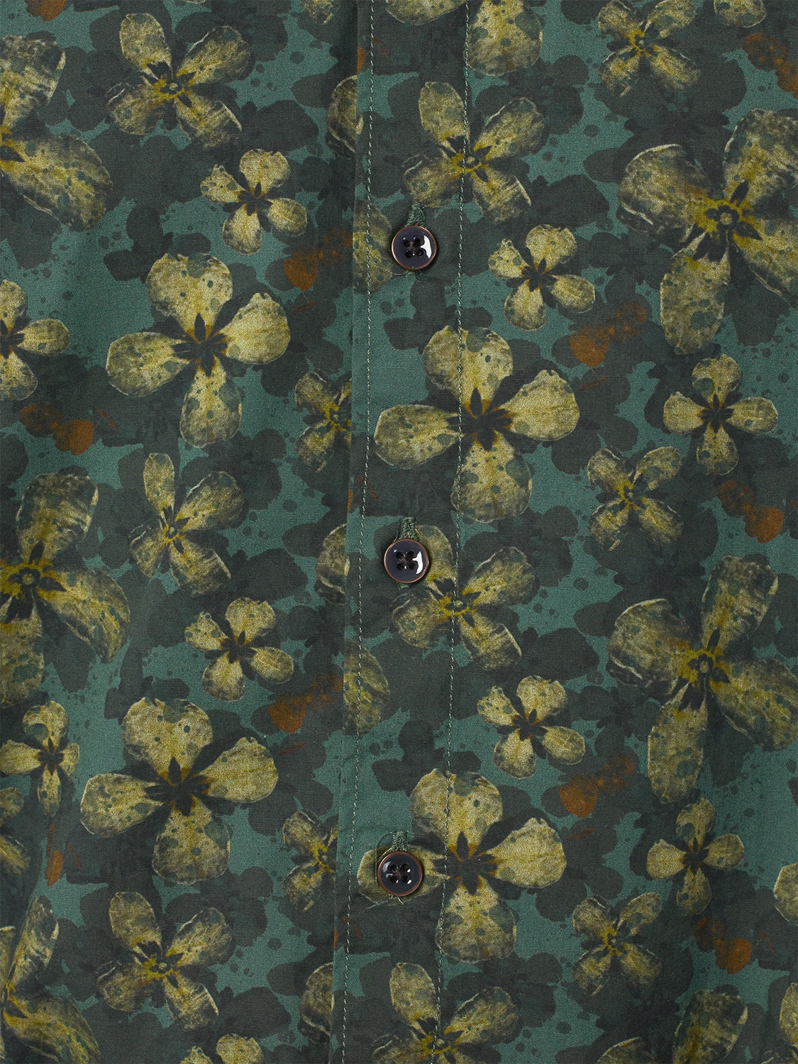 Shirt with Floral Print | Dark Green