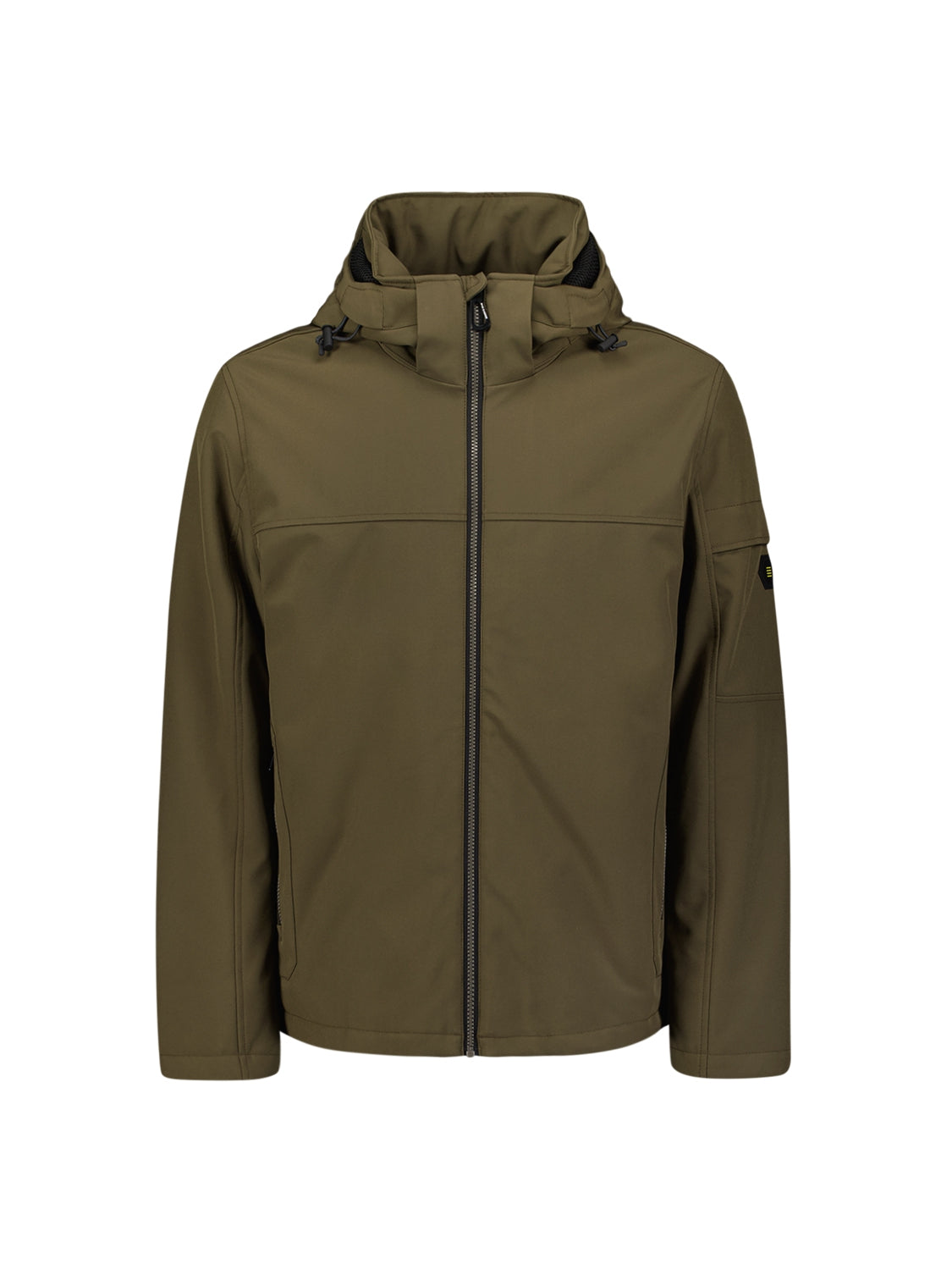 Short Softshell Jacket with Hood, Stretch, and Sleeve Pocket: Functional and Stylish | Taupe