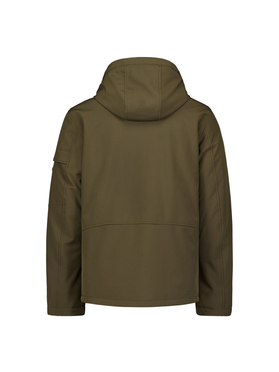Short Softshell Jacket with Hood, Stretch, and Sleeve Pocket: Functional and Stylish | Taupe