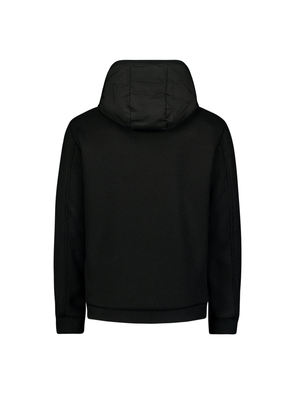 Sealed Jacket with Hood and Knitted Sleeves: Perfect Protection and Style | Black