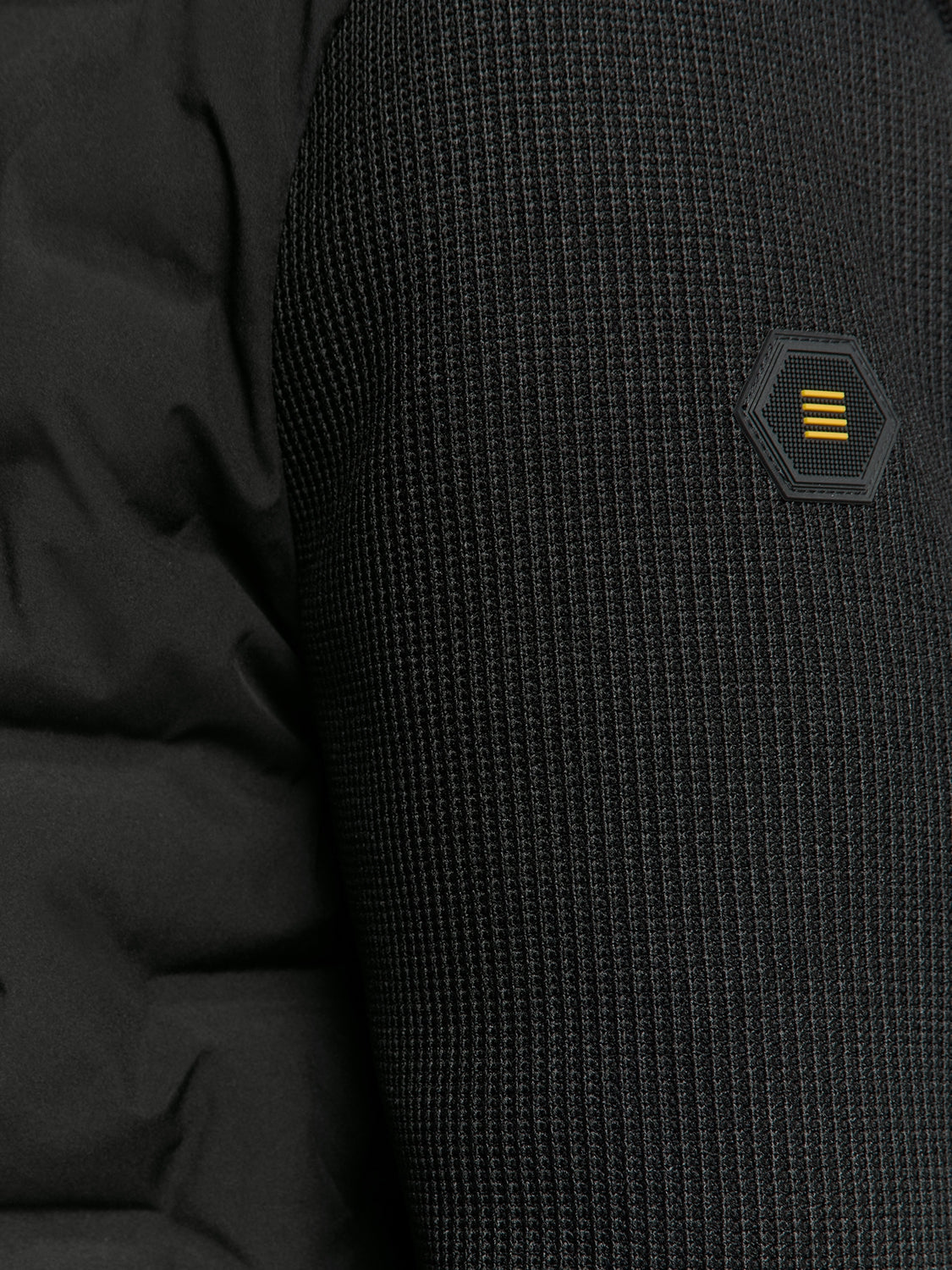 Sealed Jacket with Hood and Knitted Sleeves: Perfect Protection and Style | Black