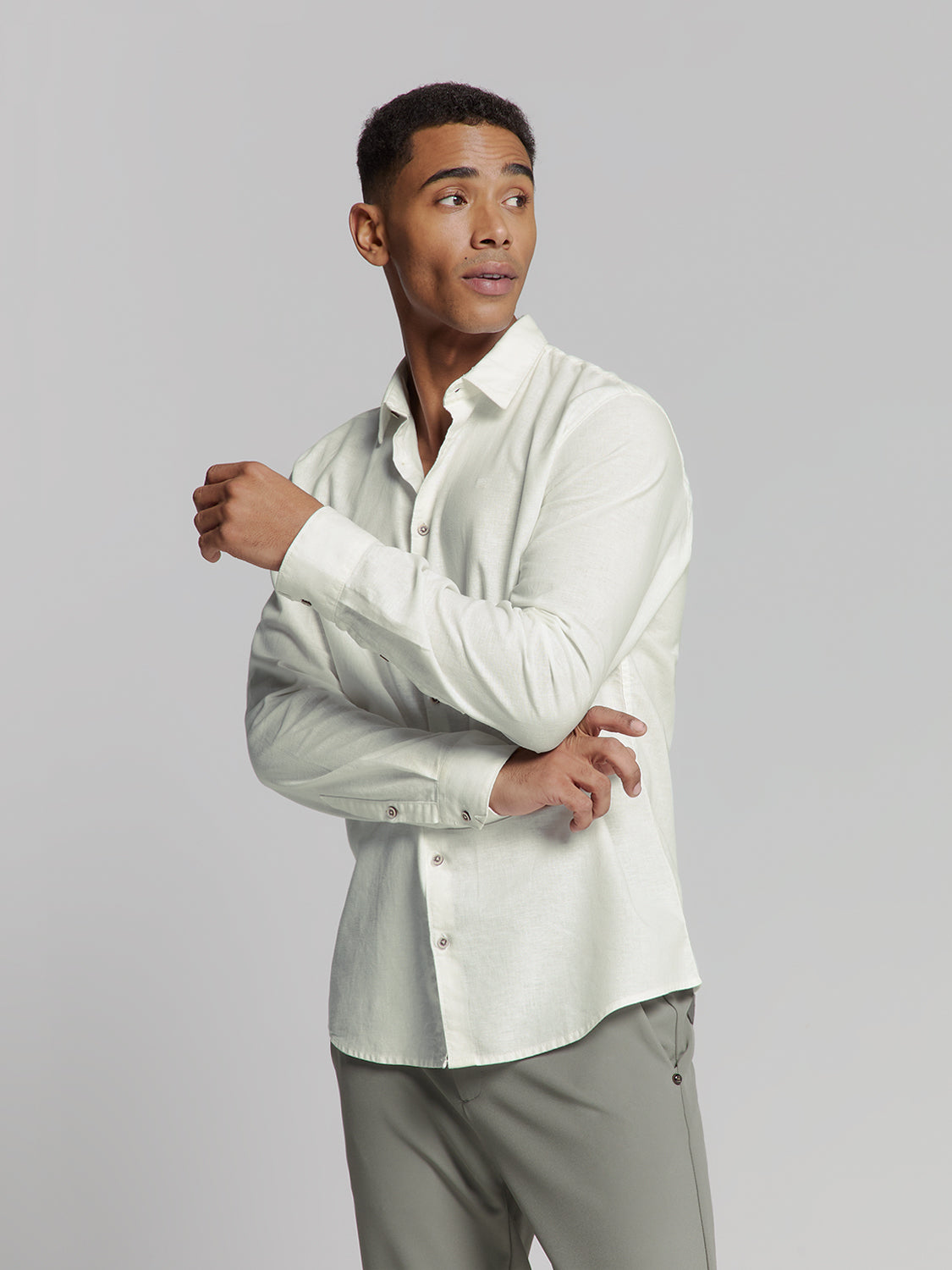 linen shirt | White