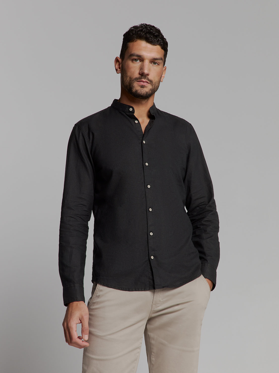 linen shirt | Black