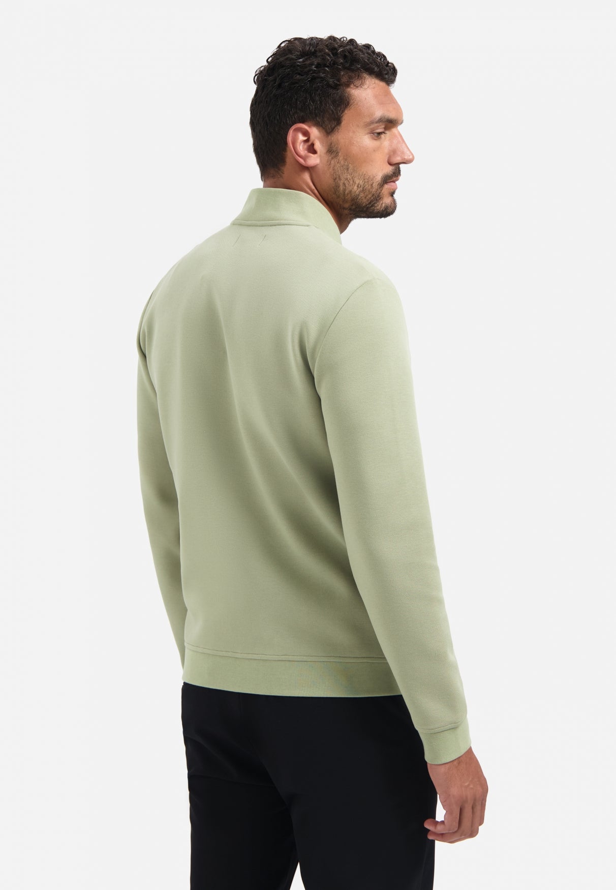Piqué cardigan | Light Moss