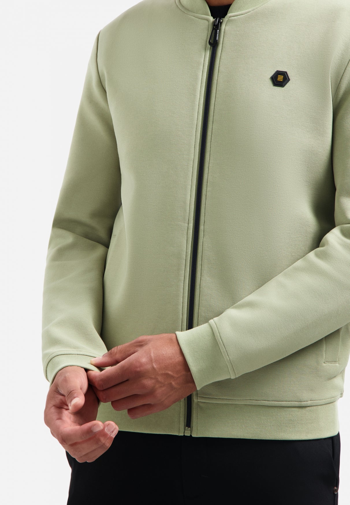 Piqué cardigan | Light Moss