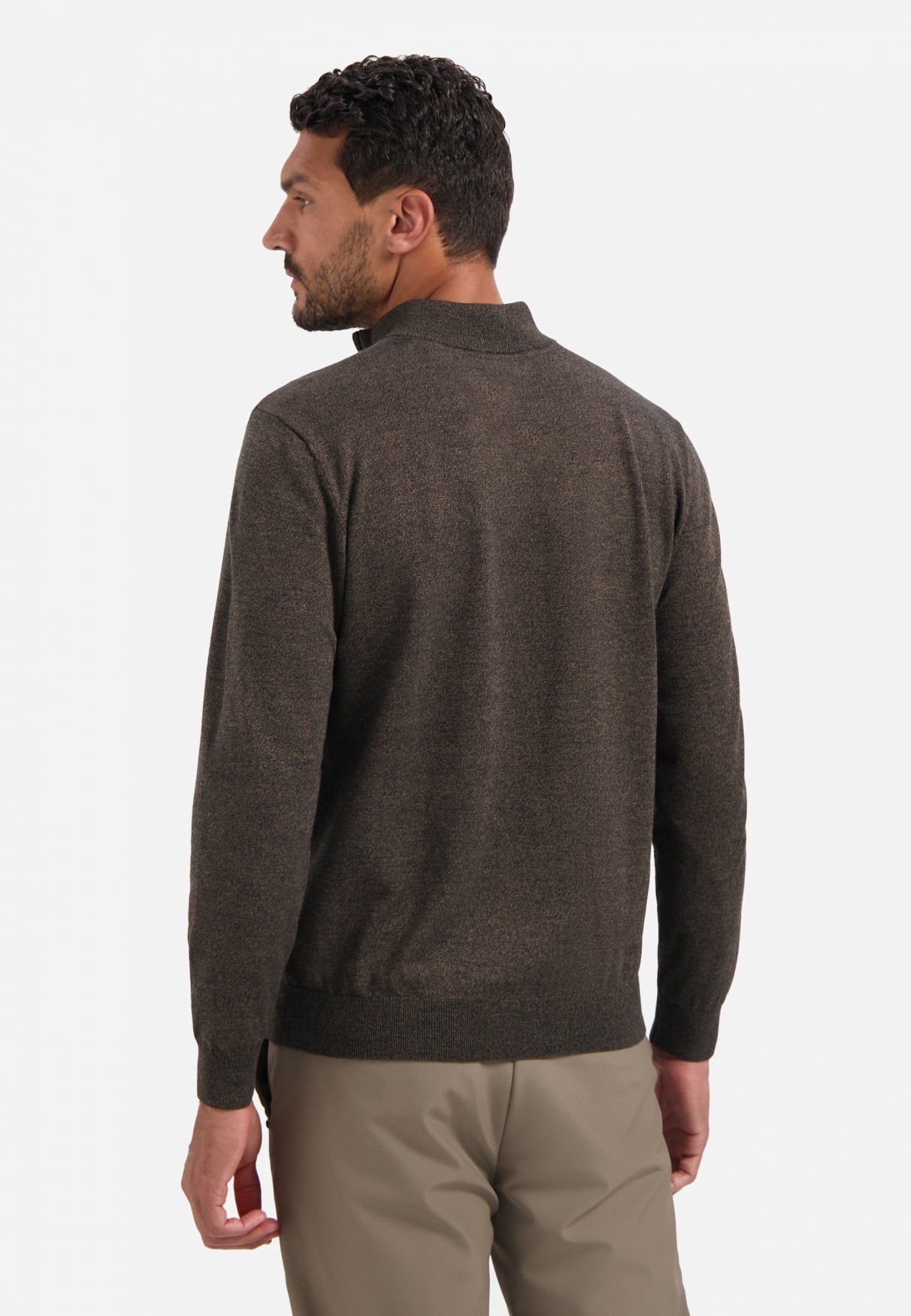 Half-zip melange jumper | Taupe