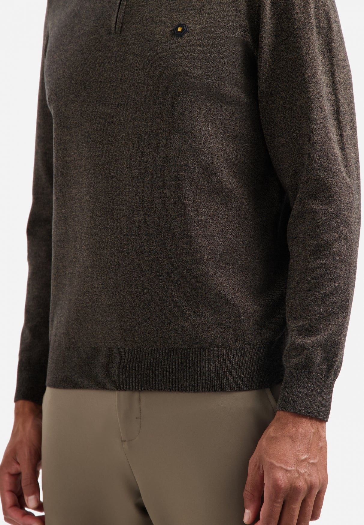 Half-zip melange jumper | Taupe
