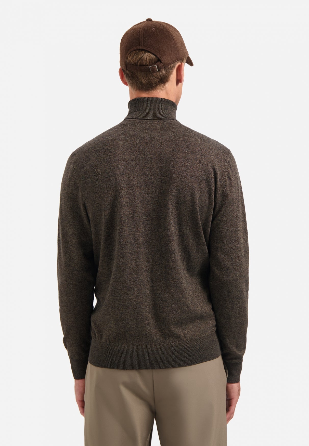 Pull col roulé en maille chinée | Taupe