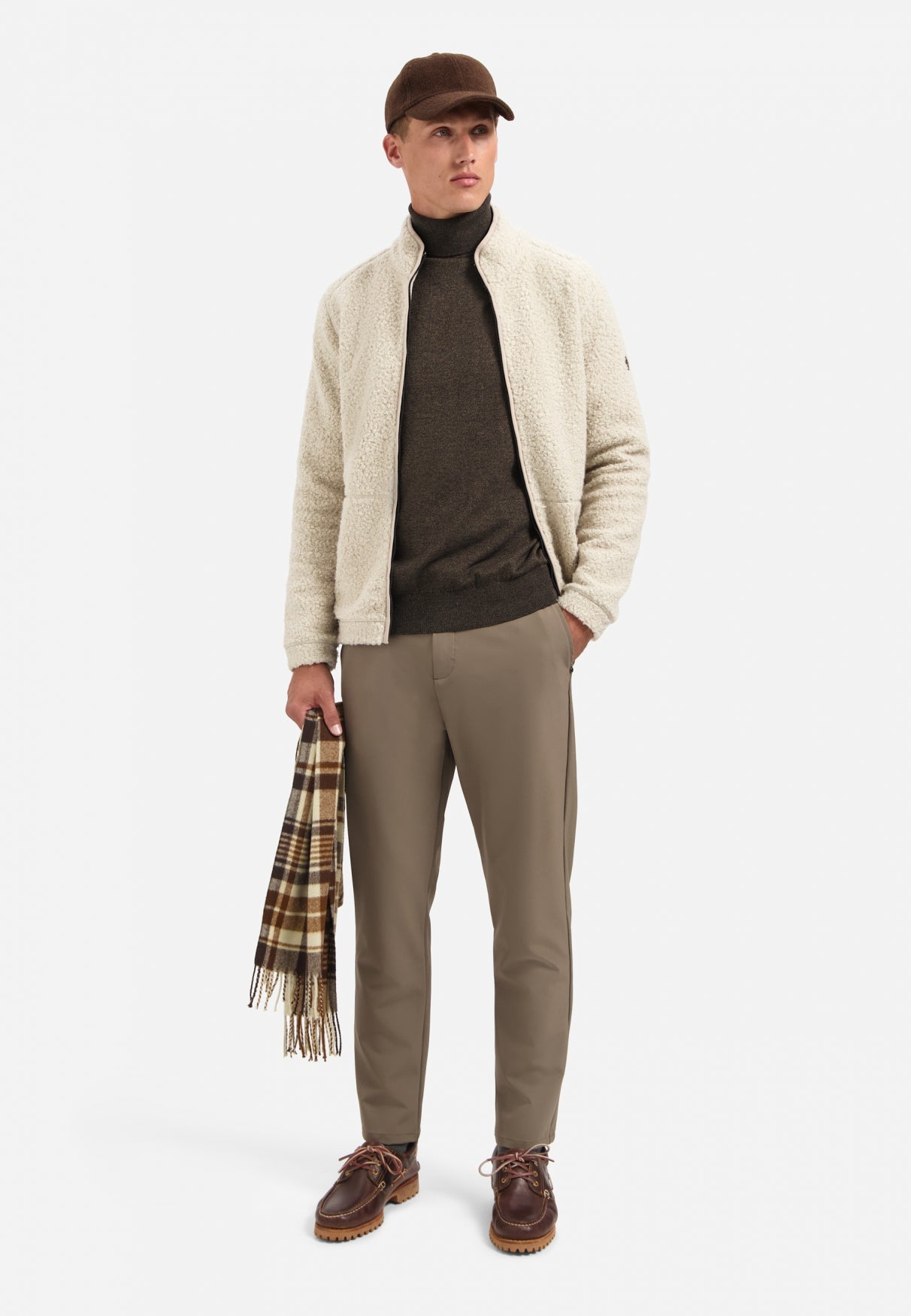 Pull col roulé en maille chinée | Taupe