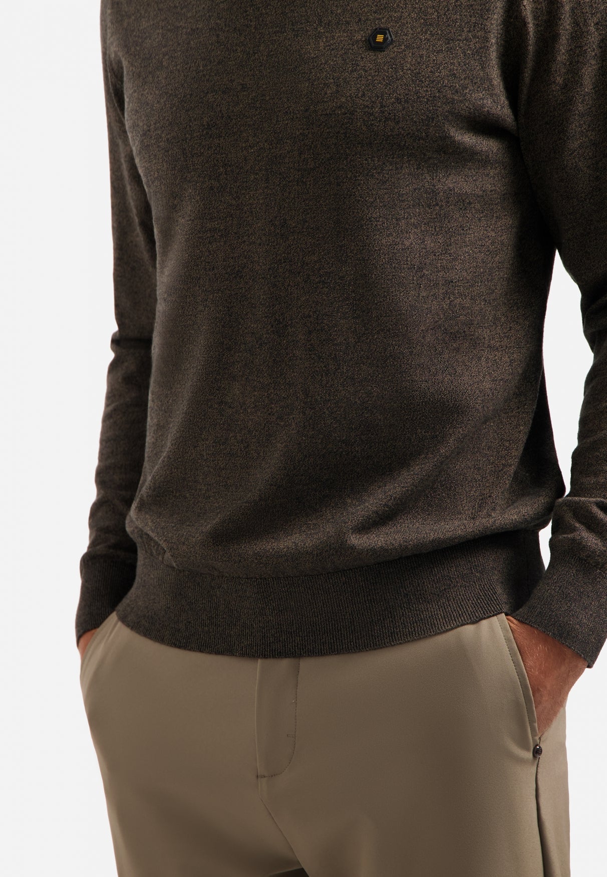 Pull col roulé en maille chinée | Taupe