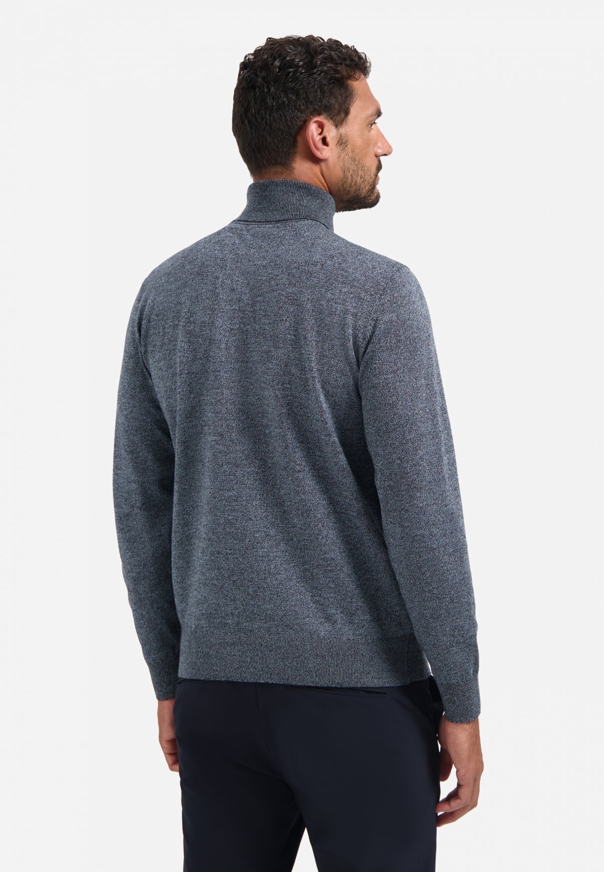 Pull col roulé en maille chinée | Dusty Blue