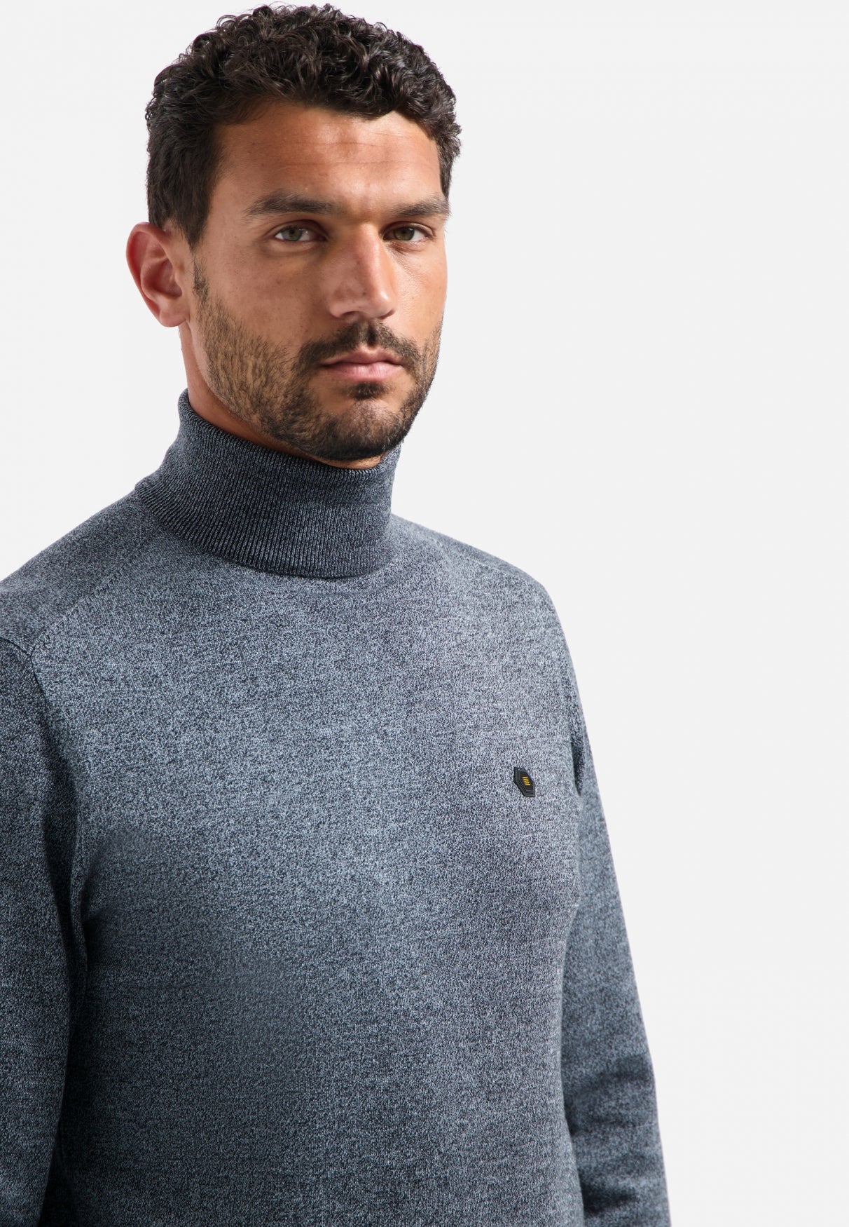Pull col roulé en maille chinée | Dusty Blue