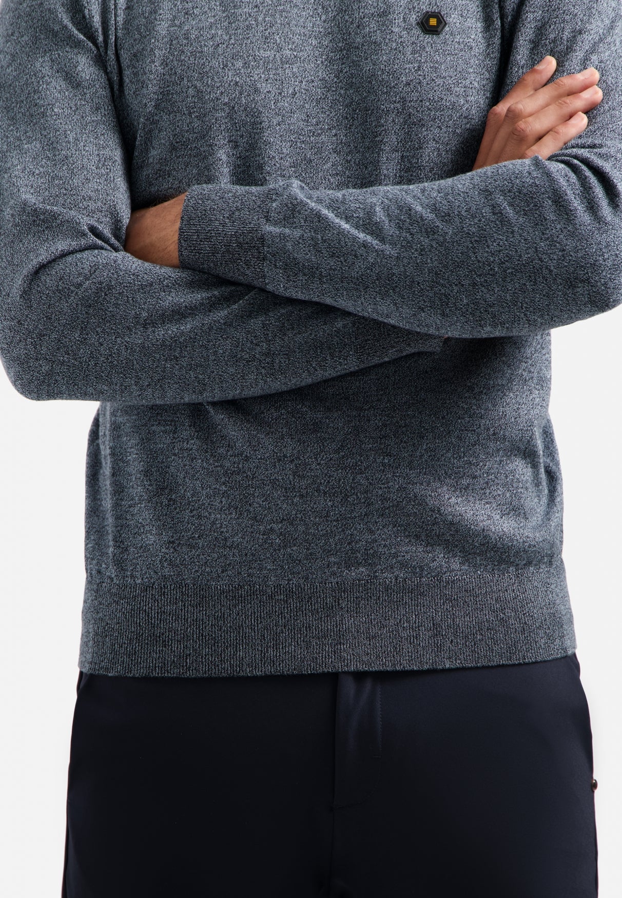 Pull col roulé en maille chinée | Dusty Blue
