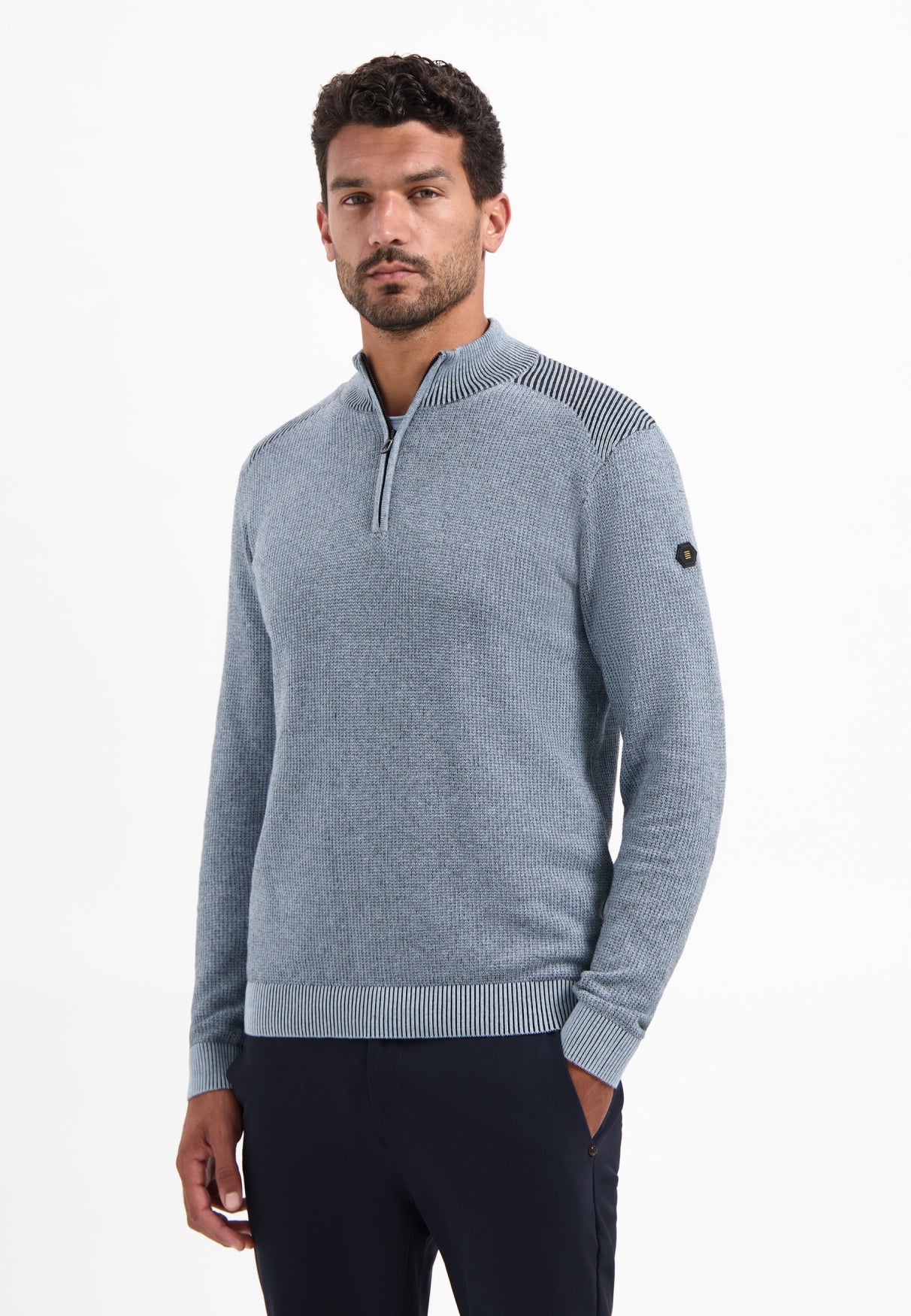 Pull zippé texturé | Dusty Blue