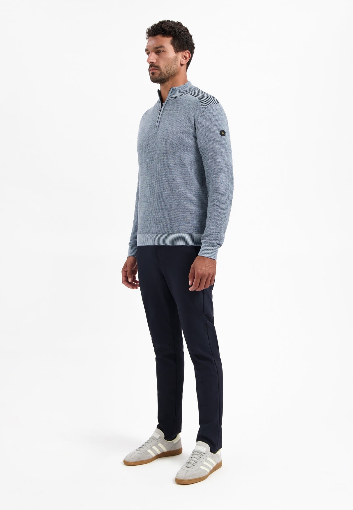 Pull zippé texturé | Dusty Blue
