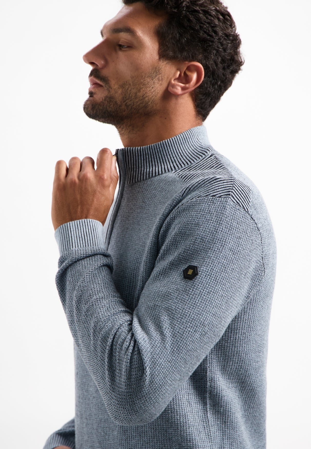 Pull zippé texturé | Dusty Blue