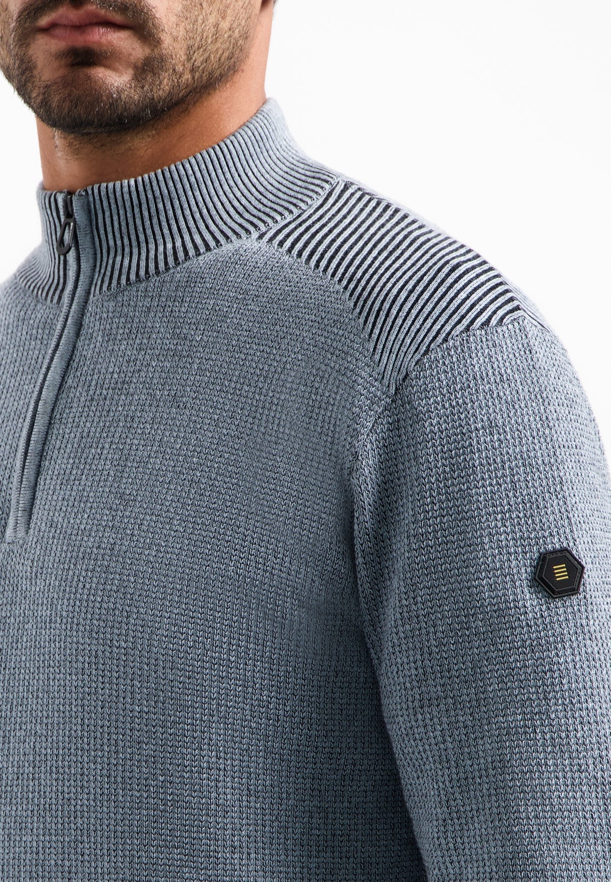 Pull zippé texturé | Dusty Blue