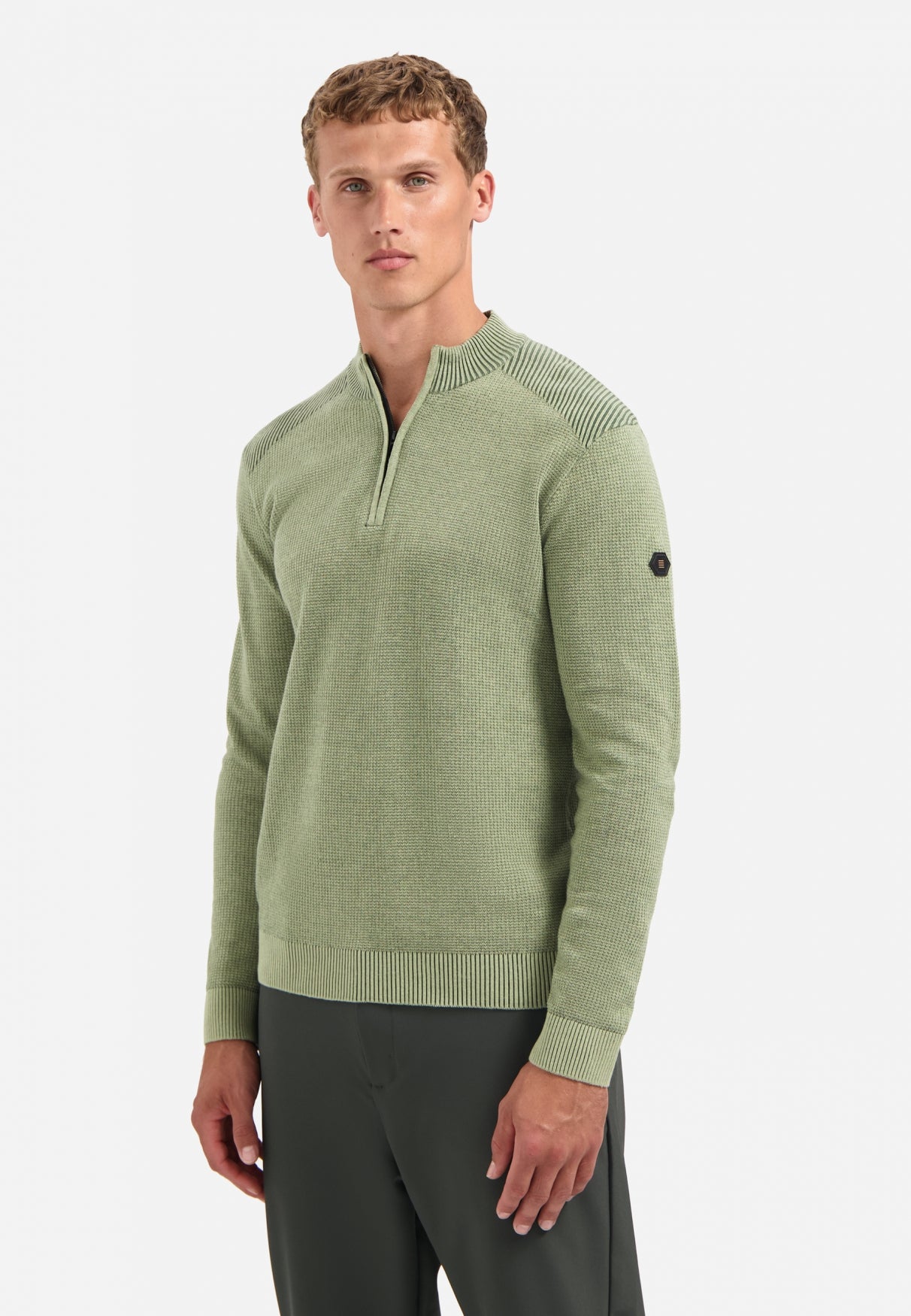 Pull zippé texturé | Light Moss