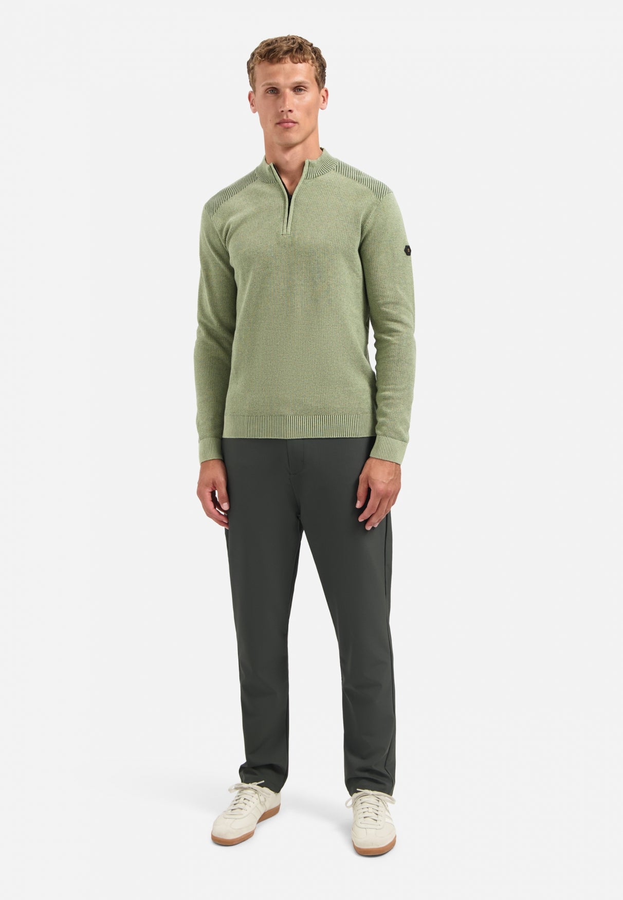 Pull zippé texturé | Light Moss