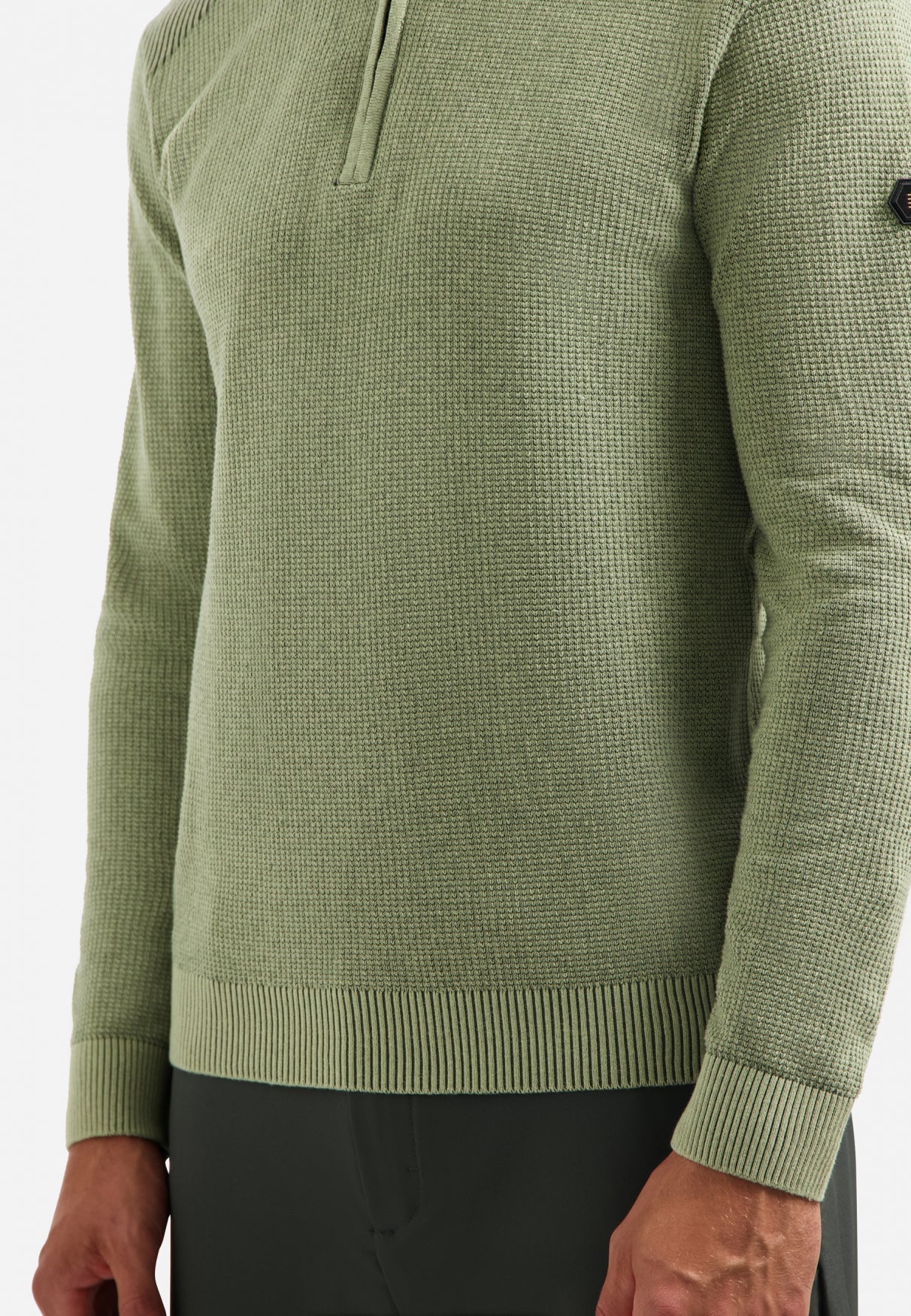 Pull zippé texturé | Light Moss