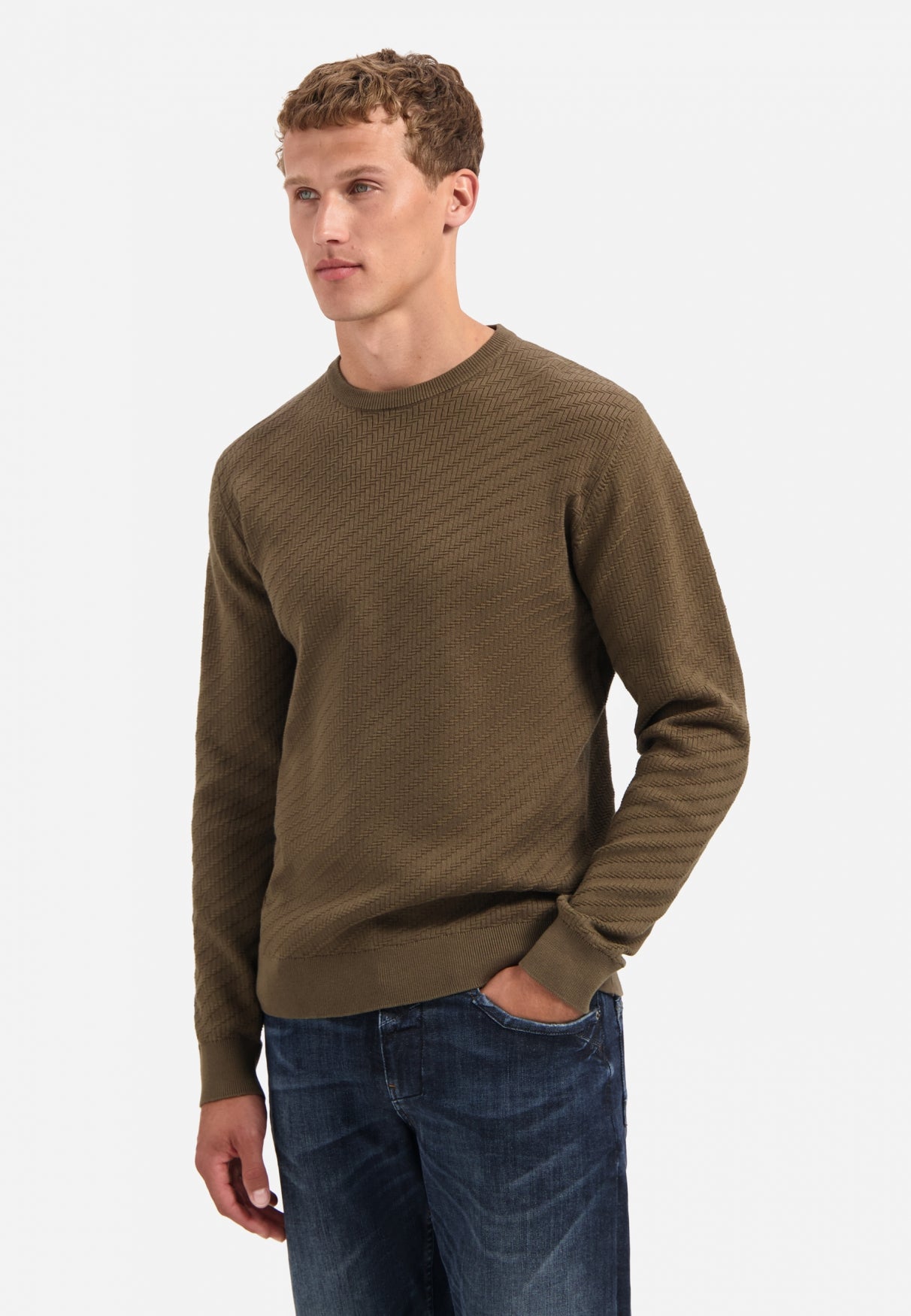 Pull à maille diagonale | Taupe