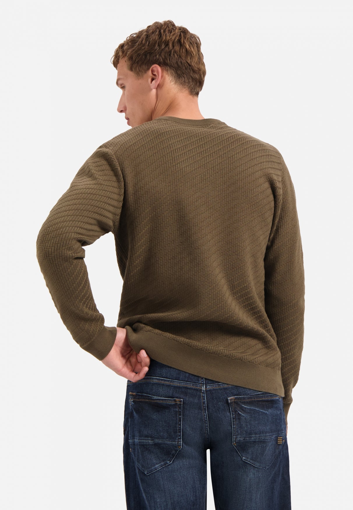 Pull à maille diagonale | Taupe