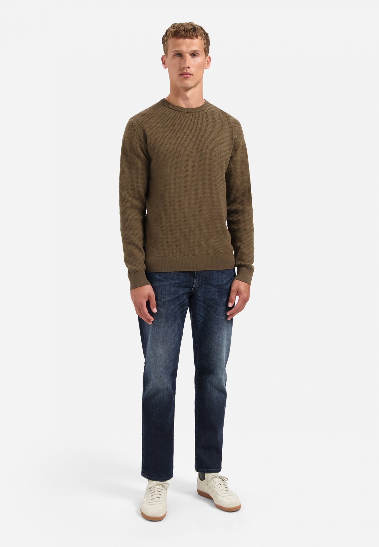 Pull à maille diagonale | Taupe