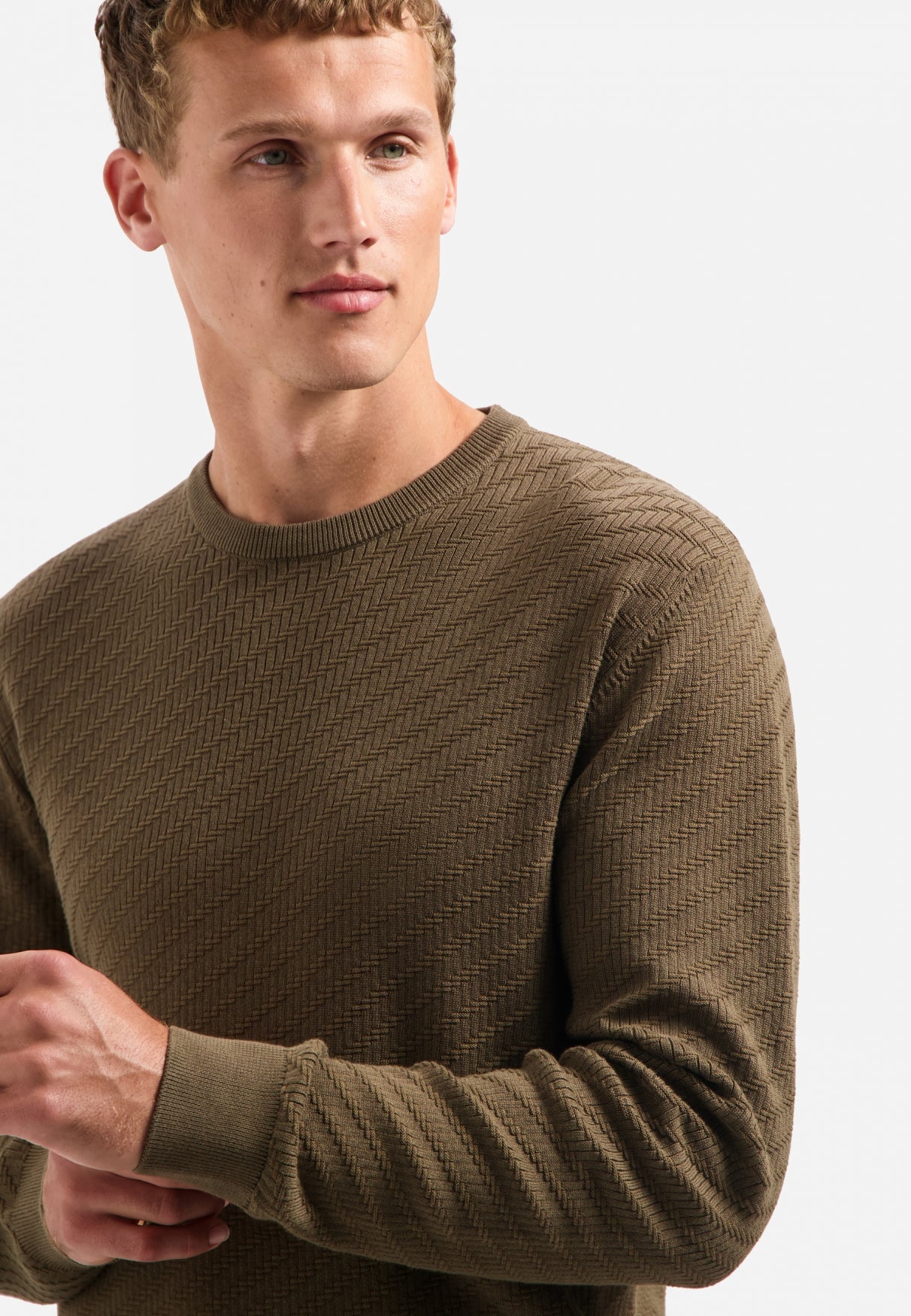 Pull à maille diagonale | Taupe