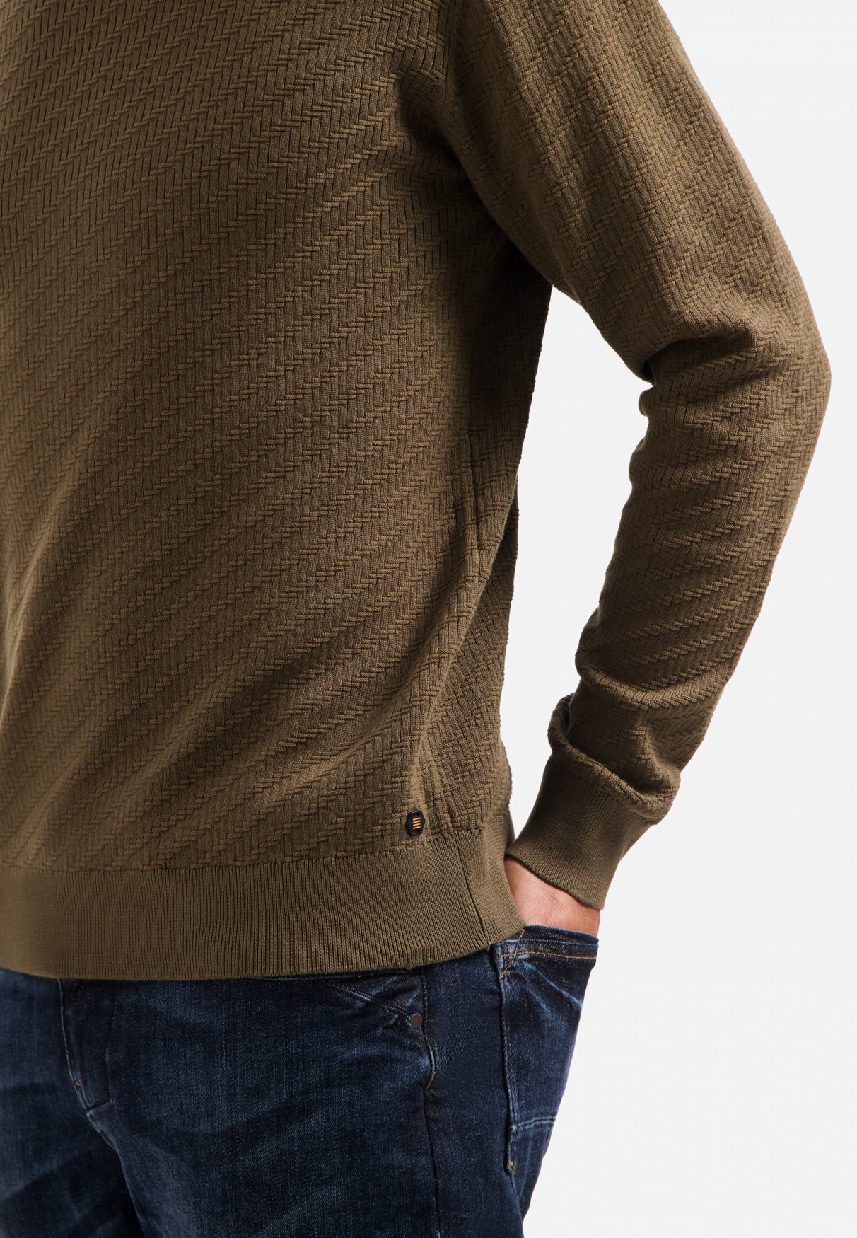 Pull à maille diagonale | Taupe
