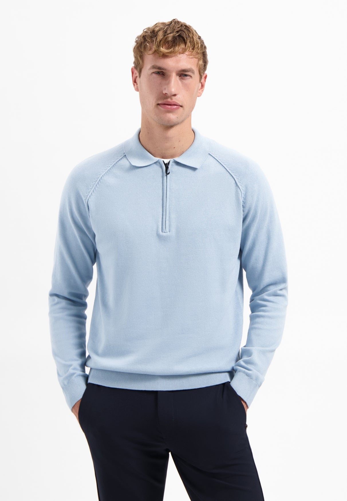 Pull polo zippé | Dusty Blue