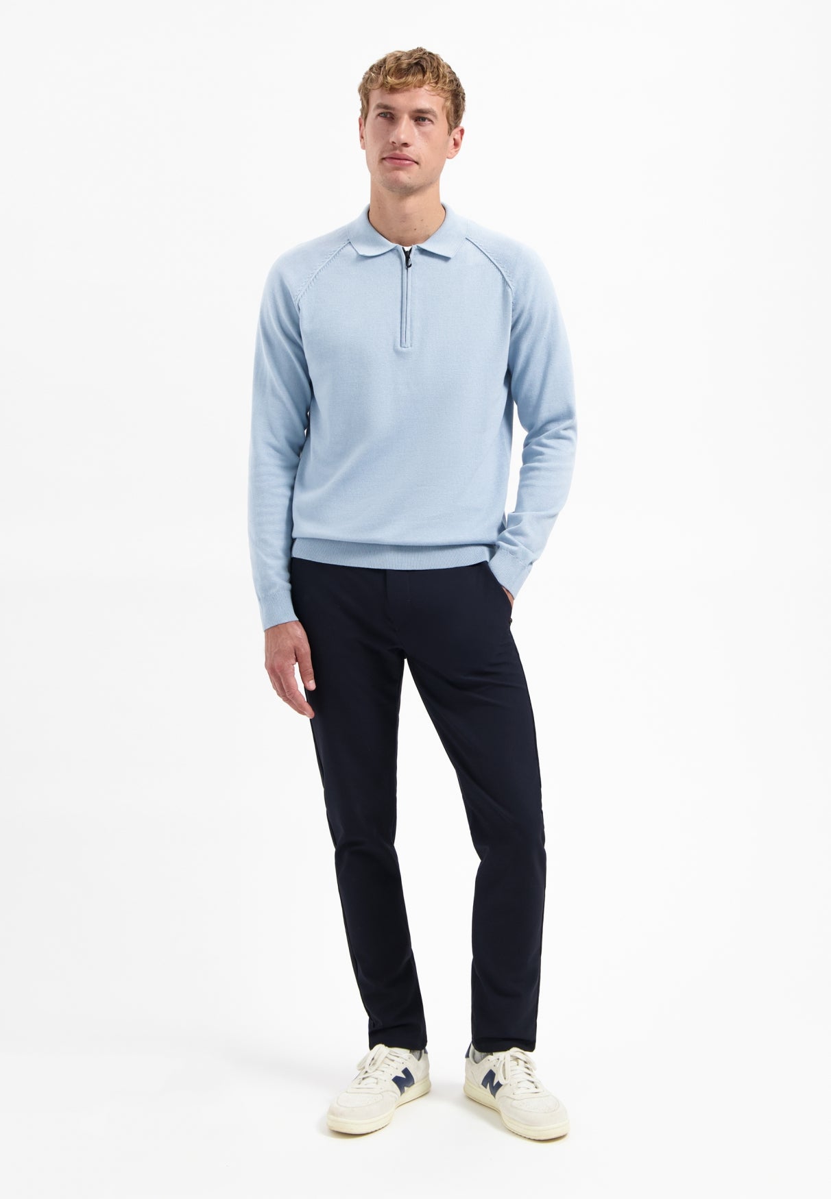 Pull polo zippé | Dusty Blue