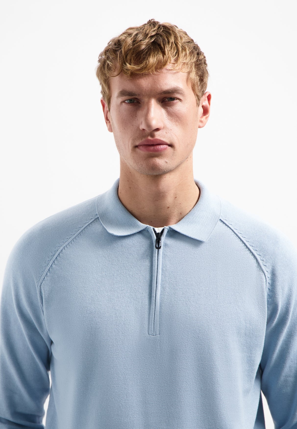 Pull polo zippé | Dusty Blue