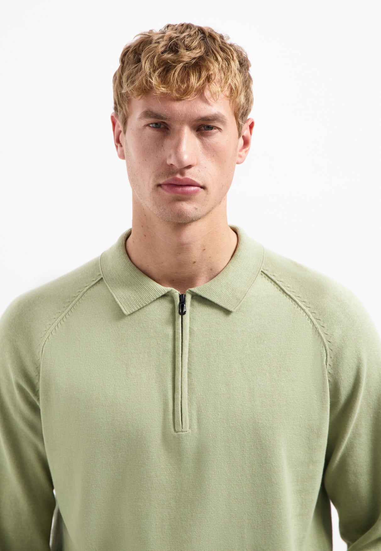 Pull polo zippé | Light Moss