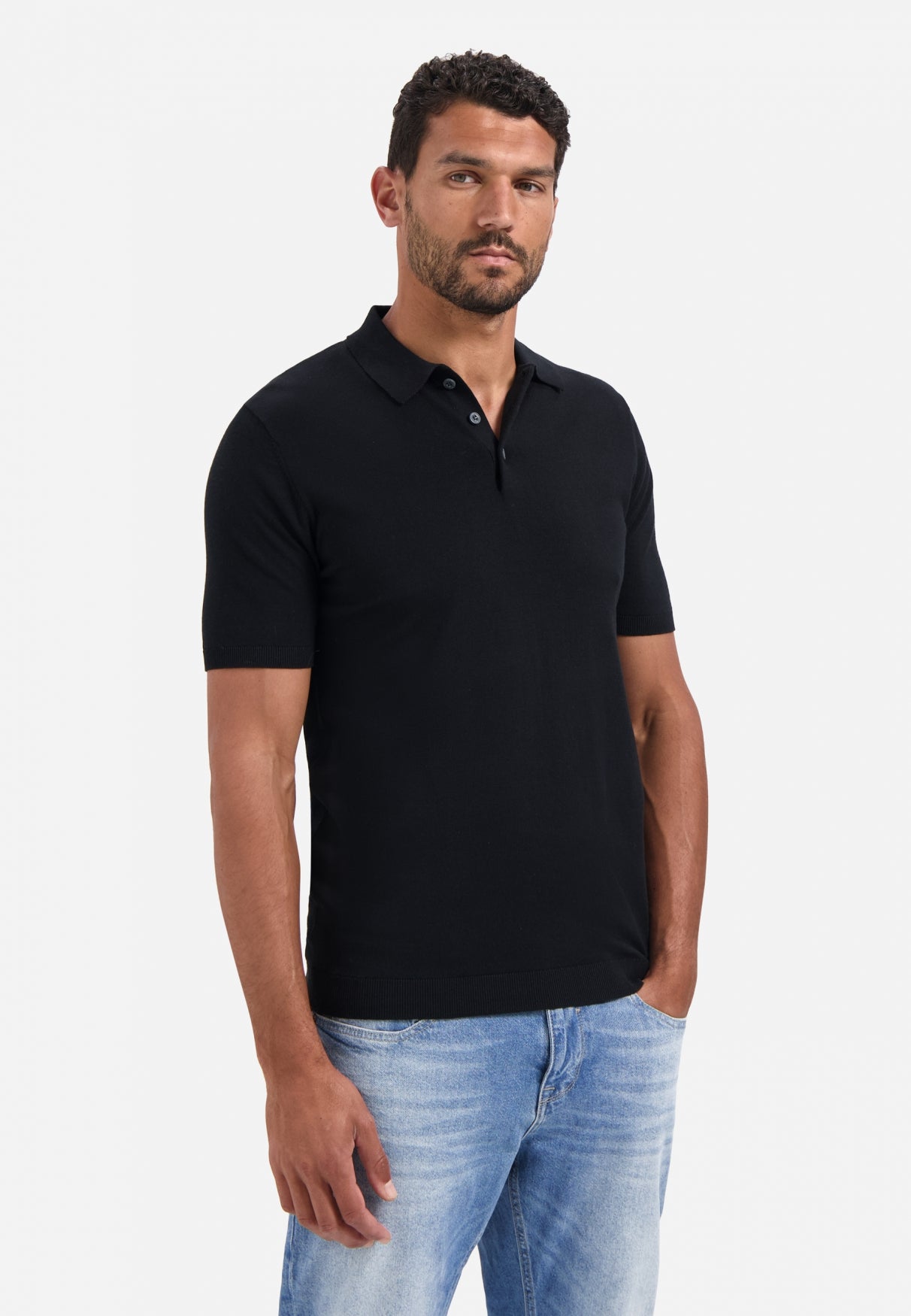 Knitted polo | Black